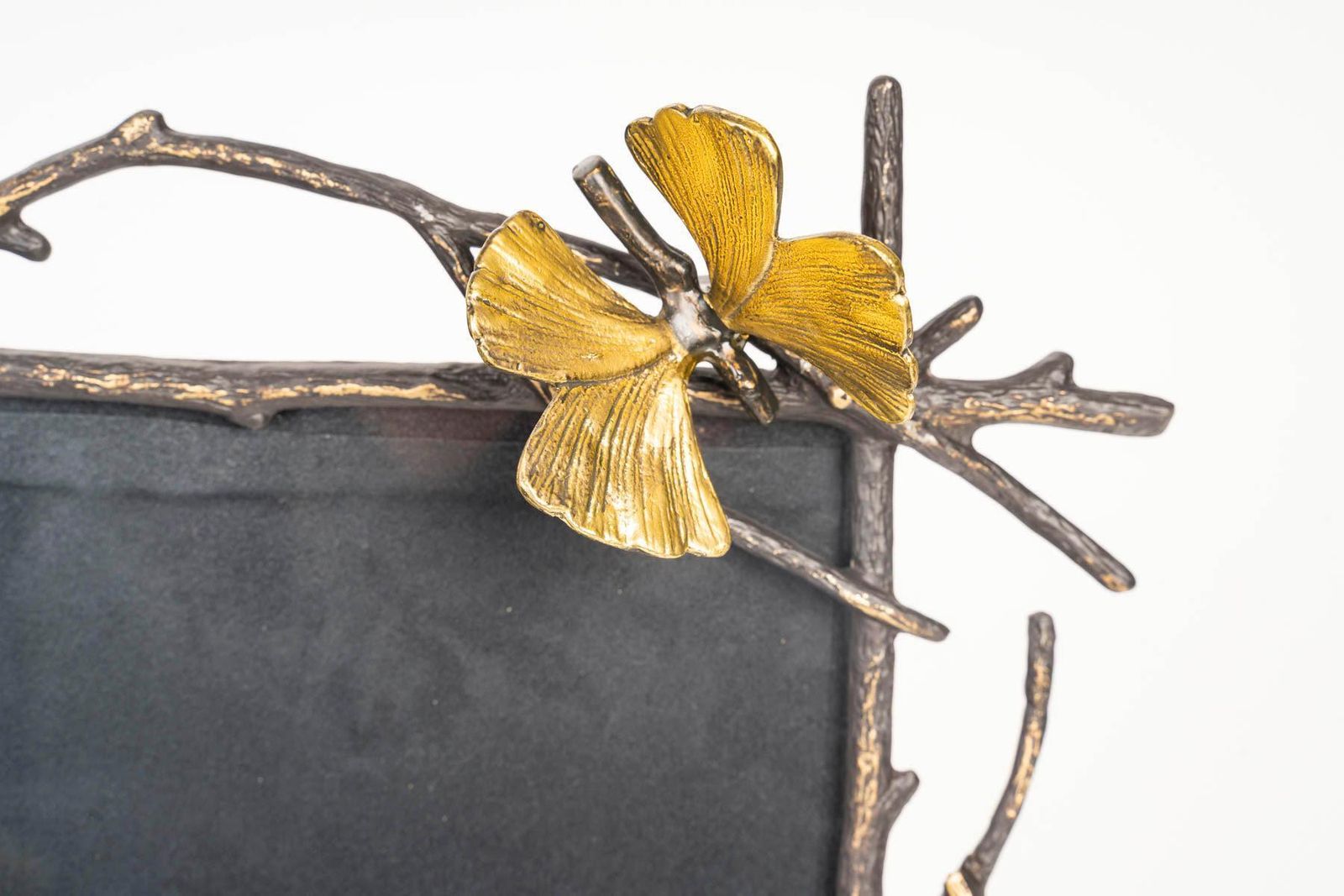 20th Century Photo Frame In Patinated And Gilded Metal, Butterfly Design. photo for sale