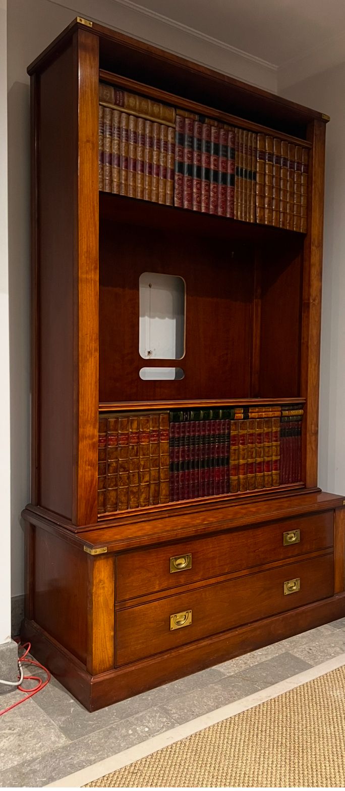 Harrods Kennedy Military Faux Bookcase Tv Cabinet Mahogany photo furniture