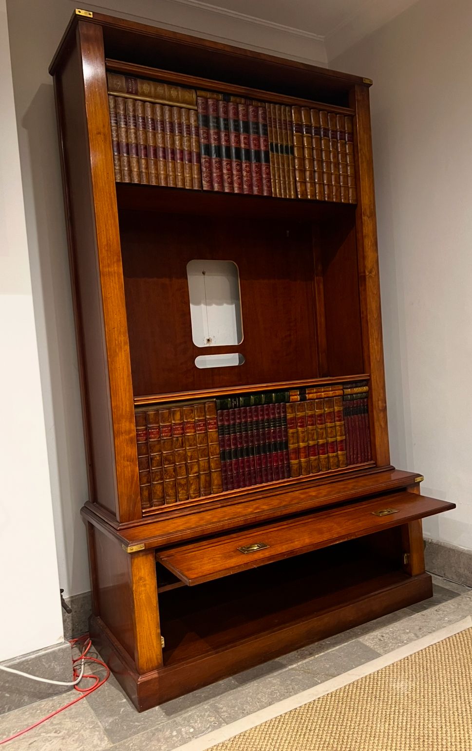 Harrods Kennedy Military Faux Bookcase Tv Cabinet Mahogany photo for sale