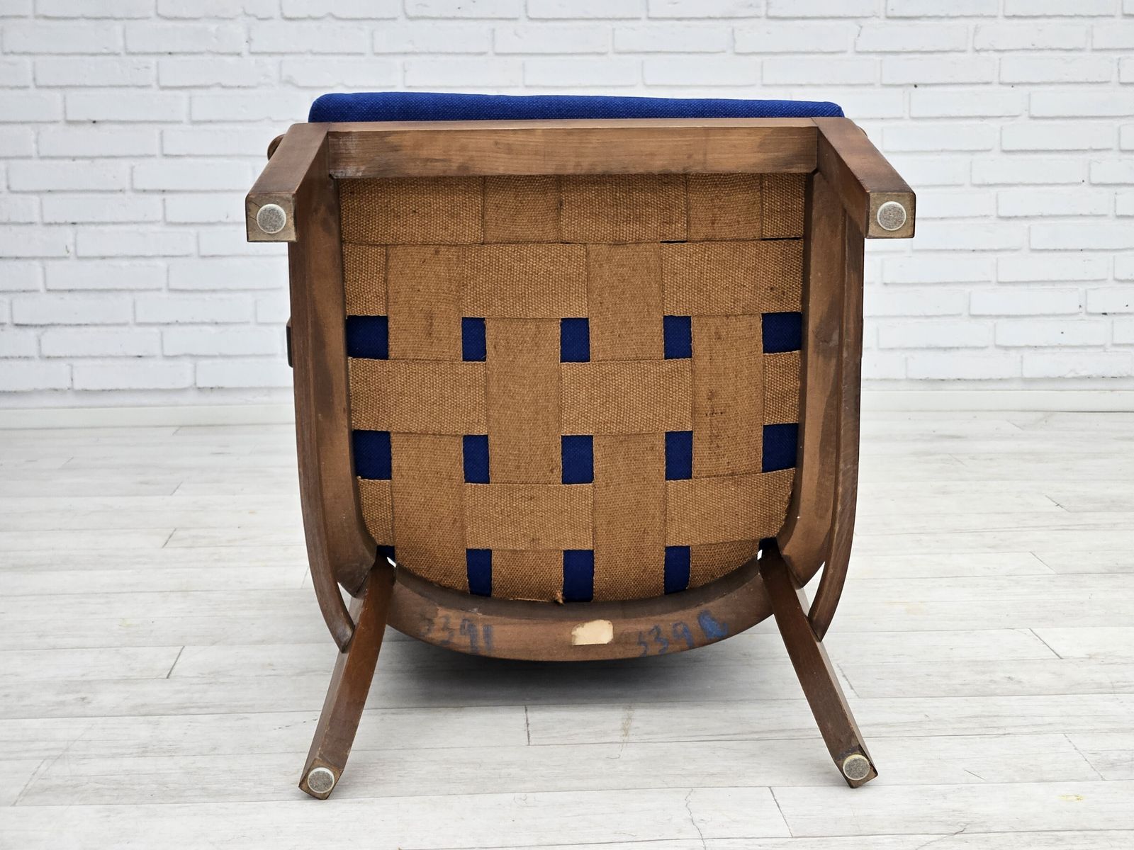 1960s, Danish Easy Armchair By Fritz Hansen, Wool Fabric, Beech Wood. photo vinterior