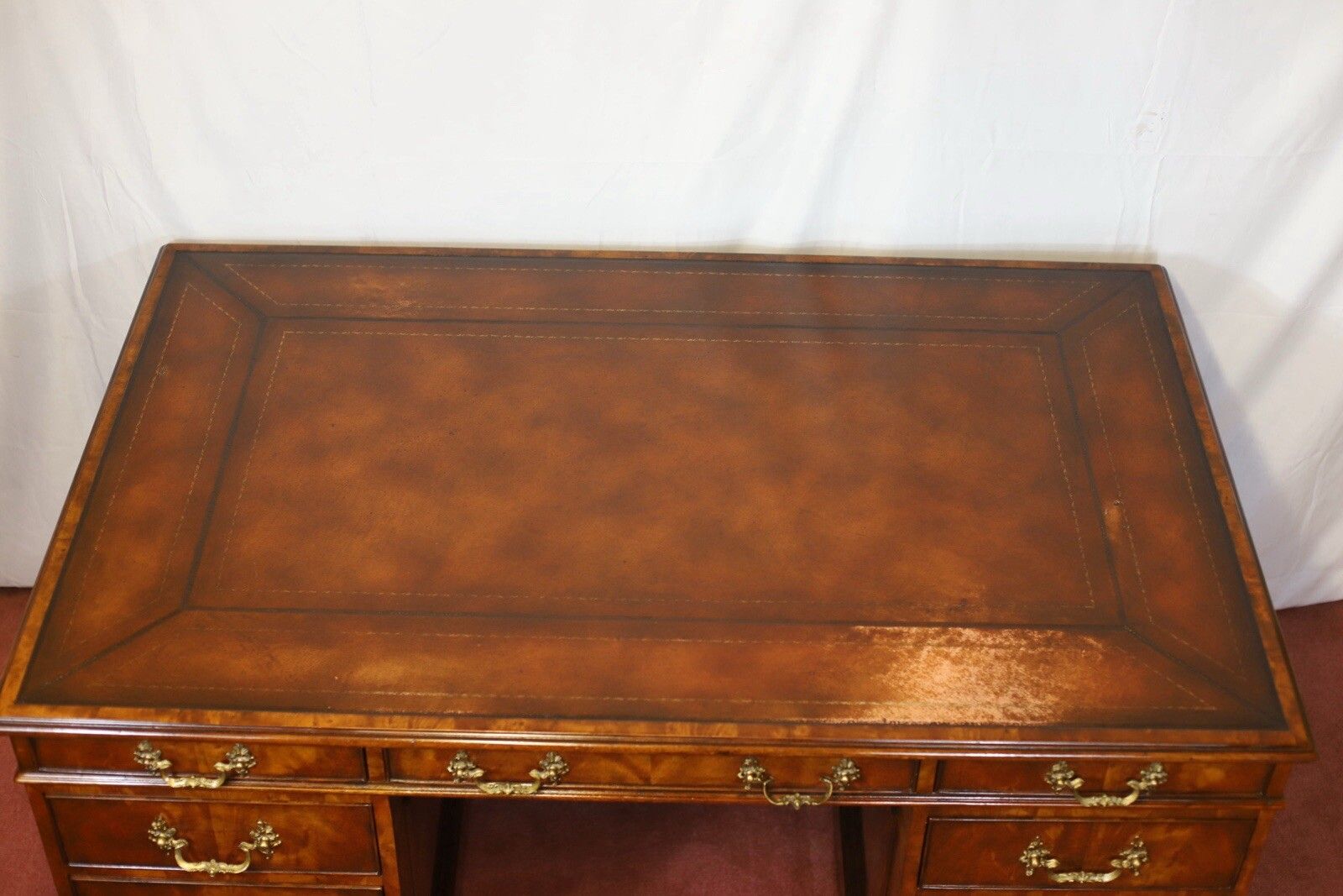 Theodore Alexander Stuning Modern George III Style Mahogany Twin Pedestal Desk photo vinterior