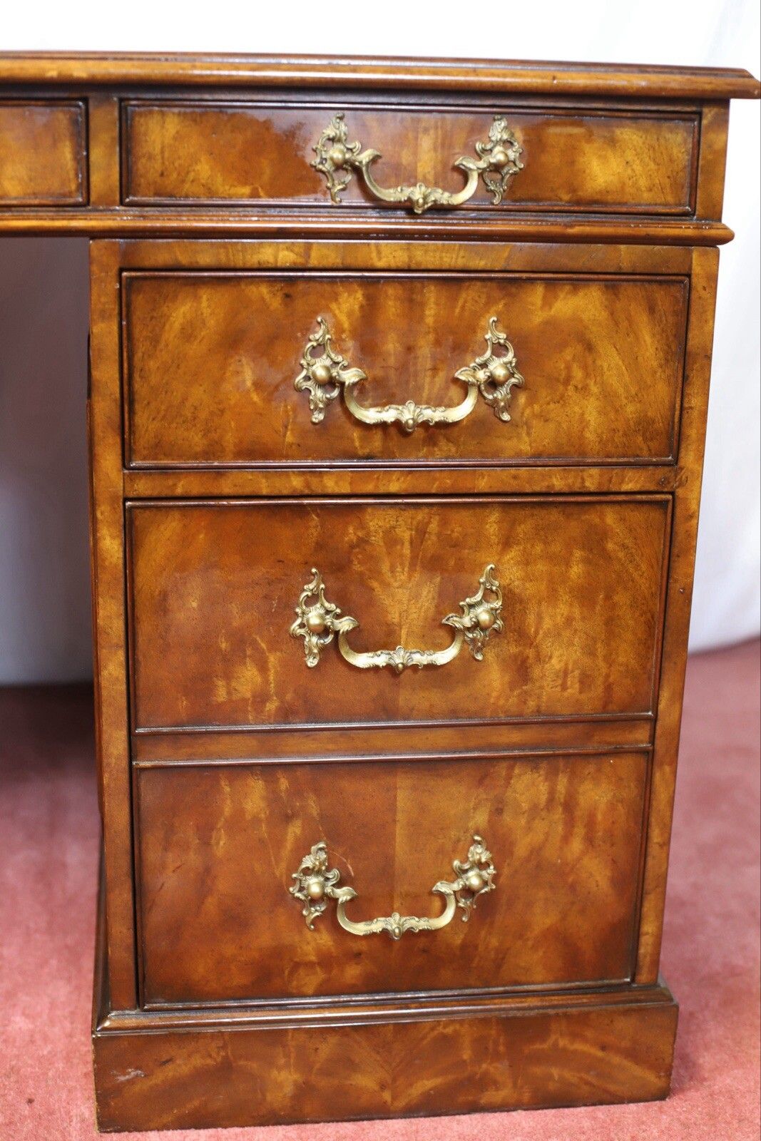 Theodore Alexander Stuning Modern George III Style Mahogany Twin Pedestal Desk photo vintage