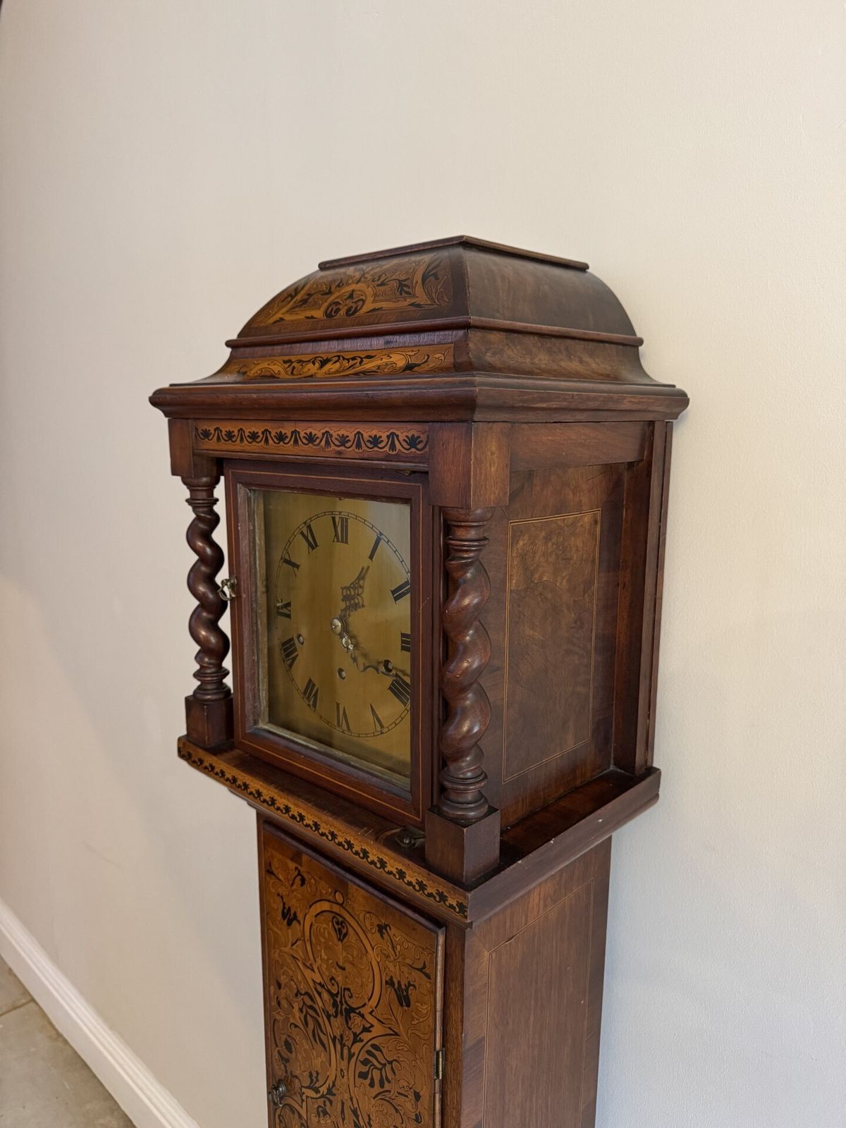 Rare Unusual Antique Musical Quality Inlaid Marquetry Grandmother Clock photo furniture