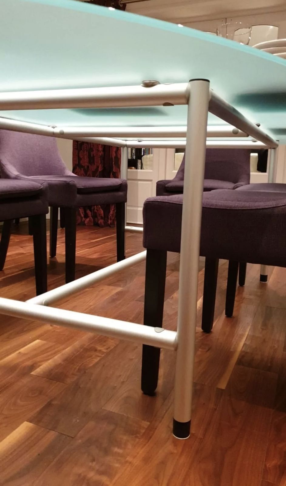 Bespoke Oval Glass Top Dining Table, Seats 10 photo 200.0