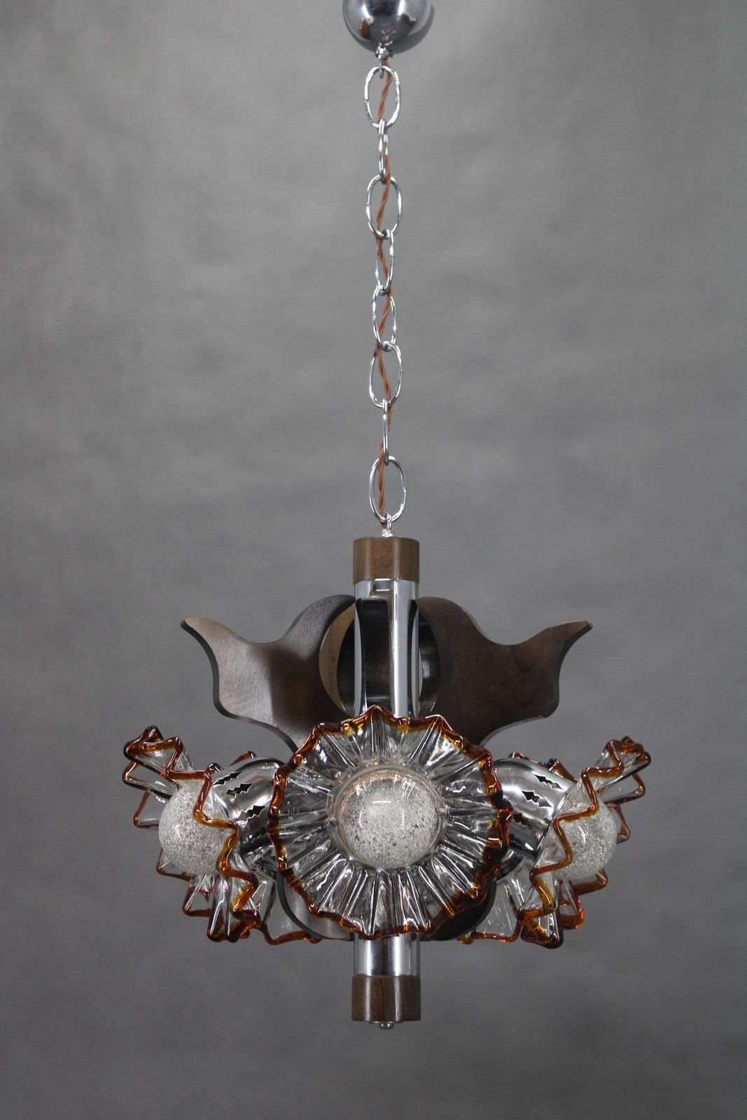 1970s Chandelier With Murano Glass Shades, Italy photo for sale