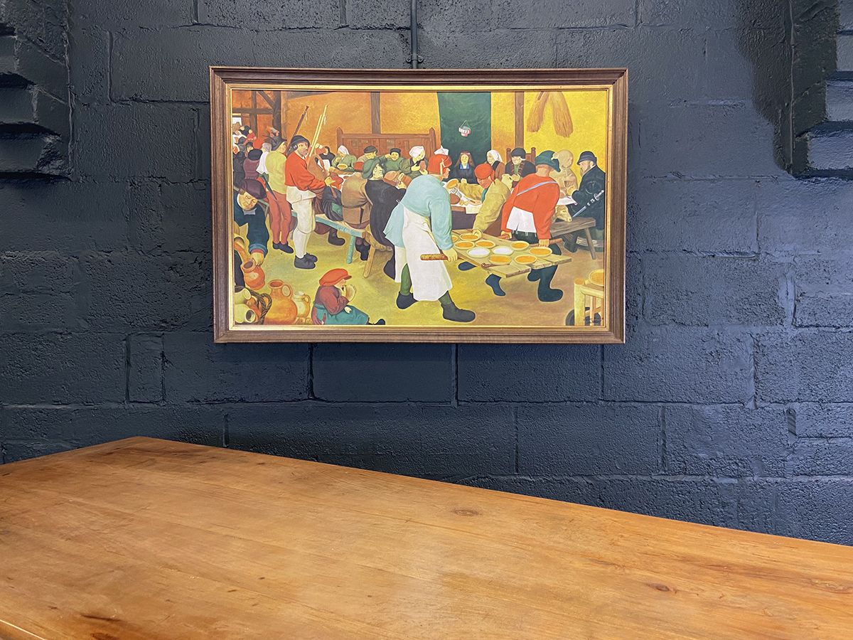 Large French Oil On Canvas Painting. Pieter Bruegel The Elder Reproduction. photo furniture