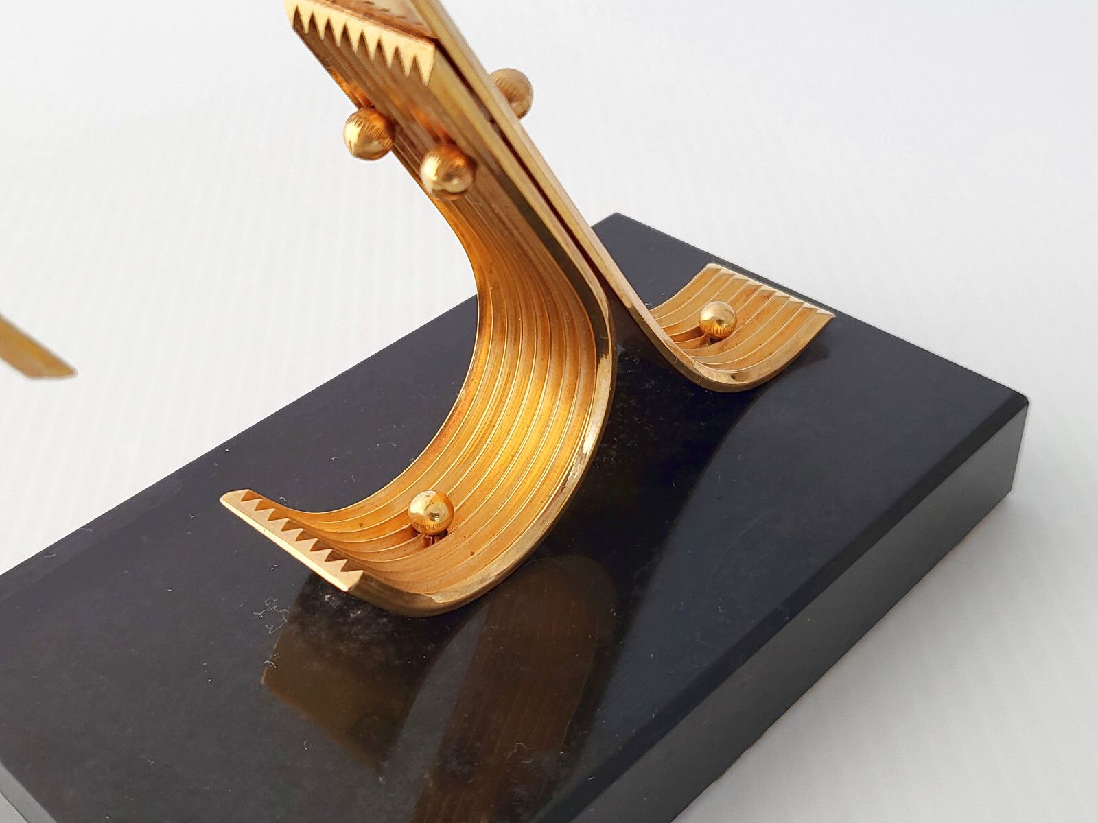 Vintage 1960 Gold Starry Marble & Brass Golden 60s Retro Pair Of Bookholds photo Home Decor