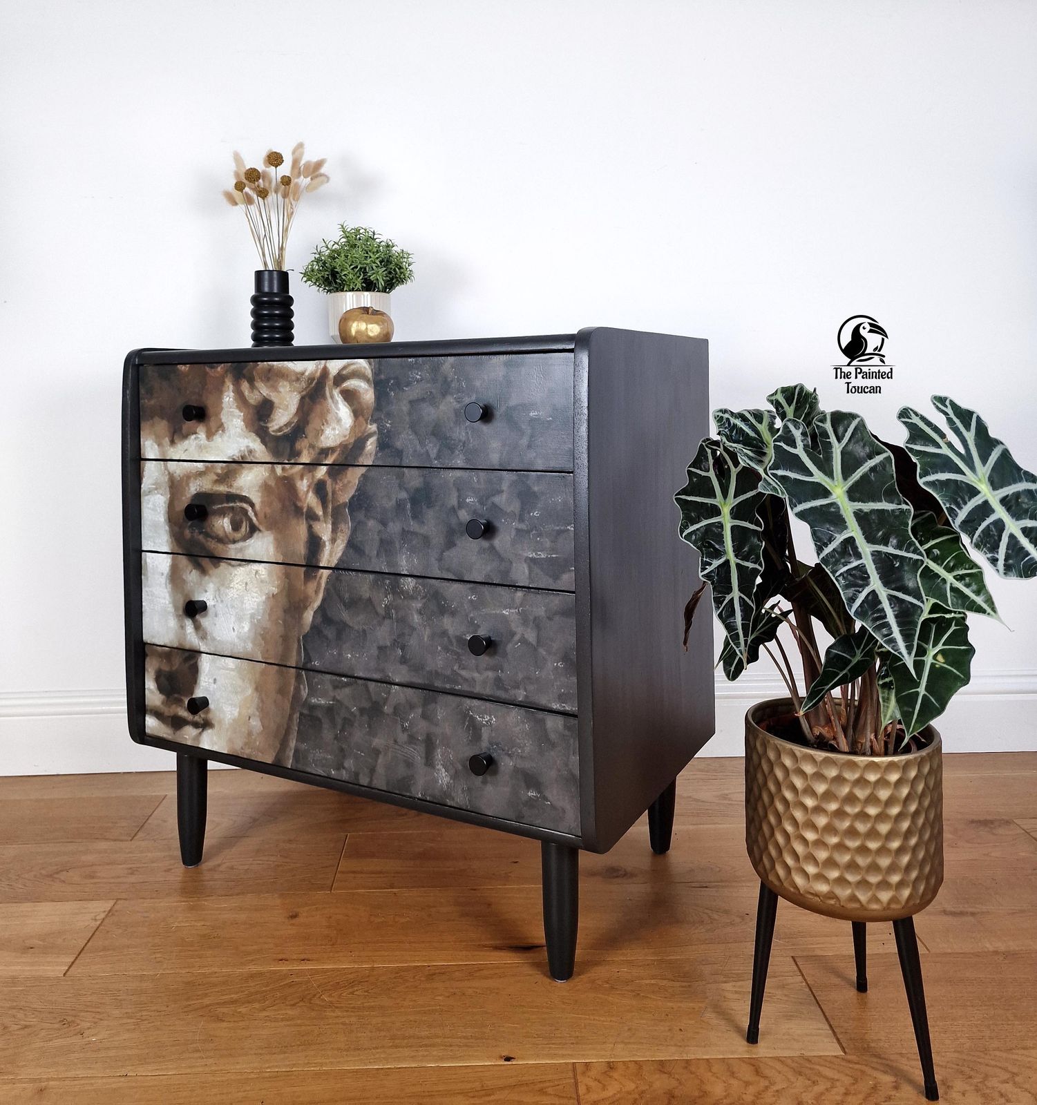 Black Mid Century Chest Of Drawers With David photo furniture