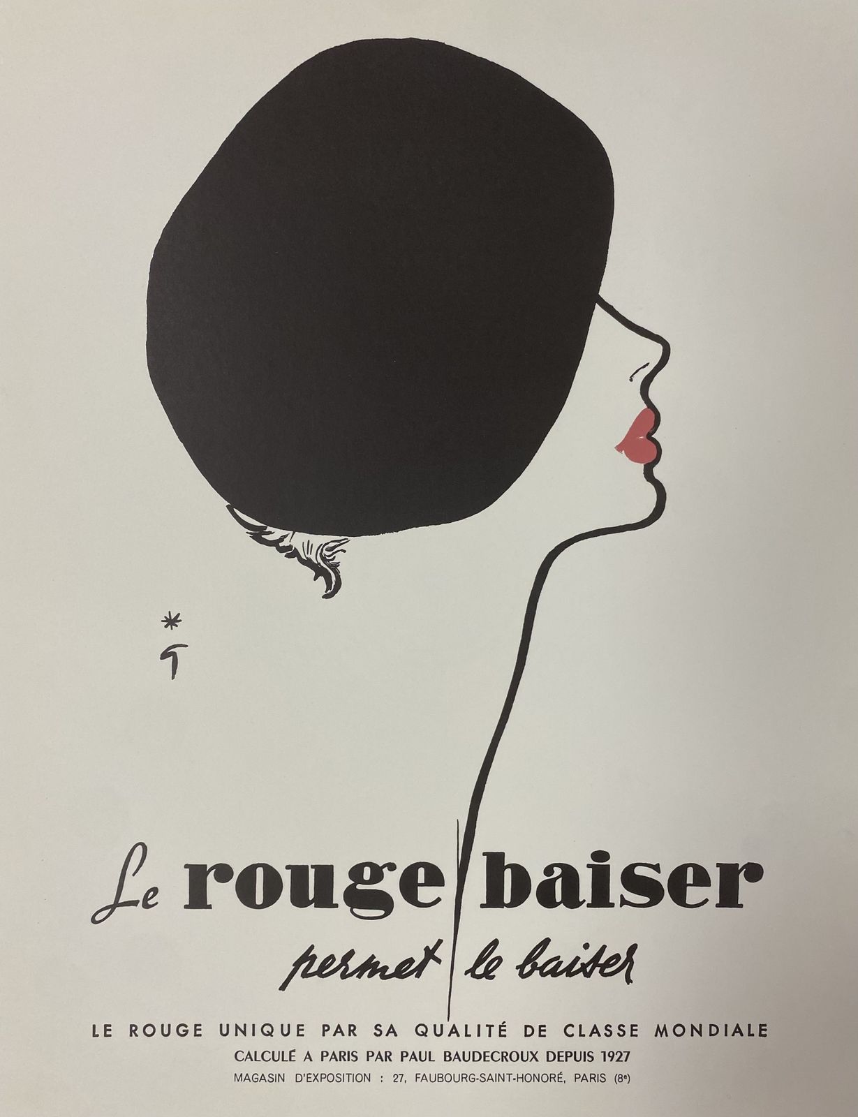 René Gruau, 1970s   Le Rouge Baiser Permet Le Baiser   Original Vintage Poster