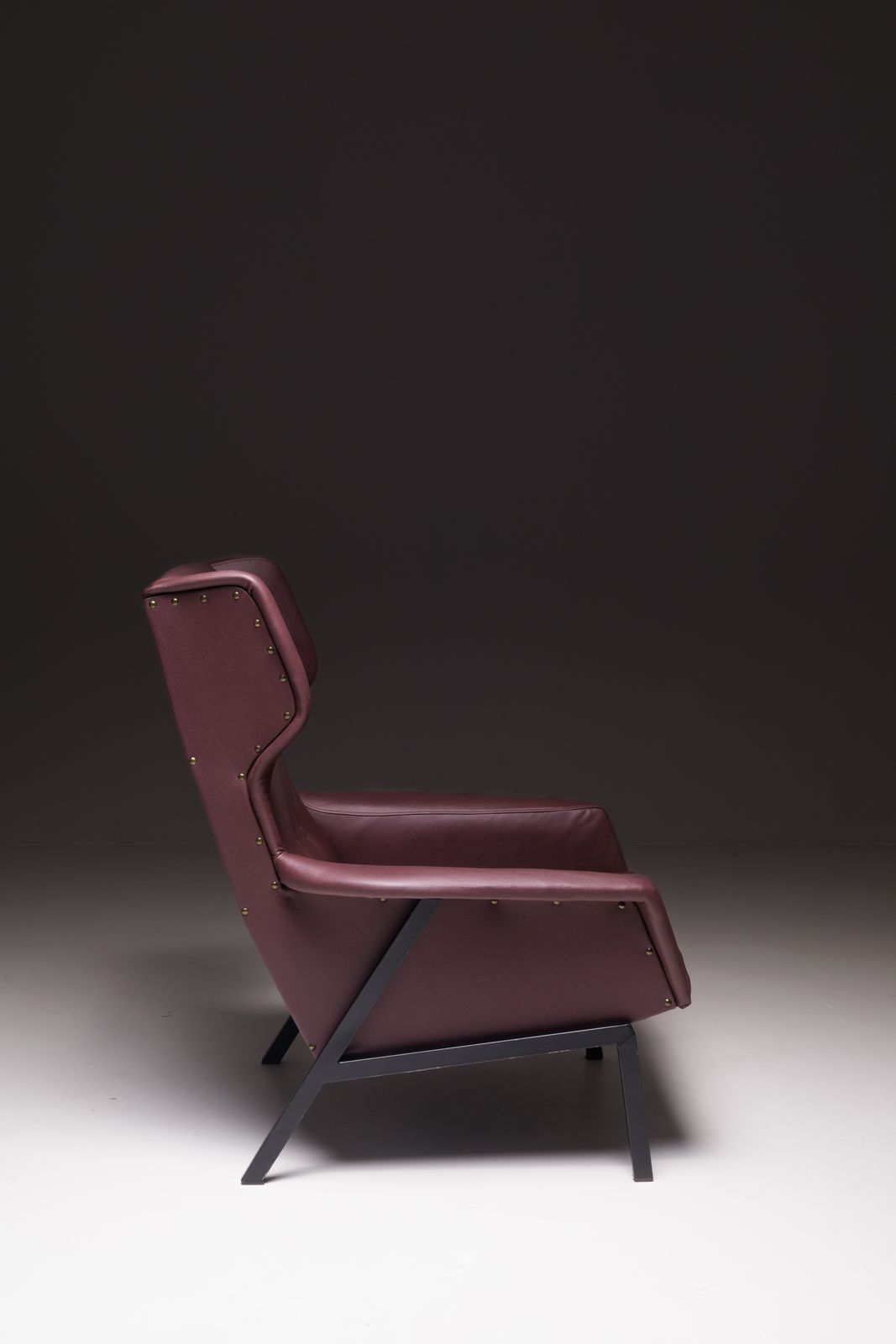 Set Of 2 Plum Leather Armchairs – Reupholstery photo for sale