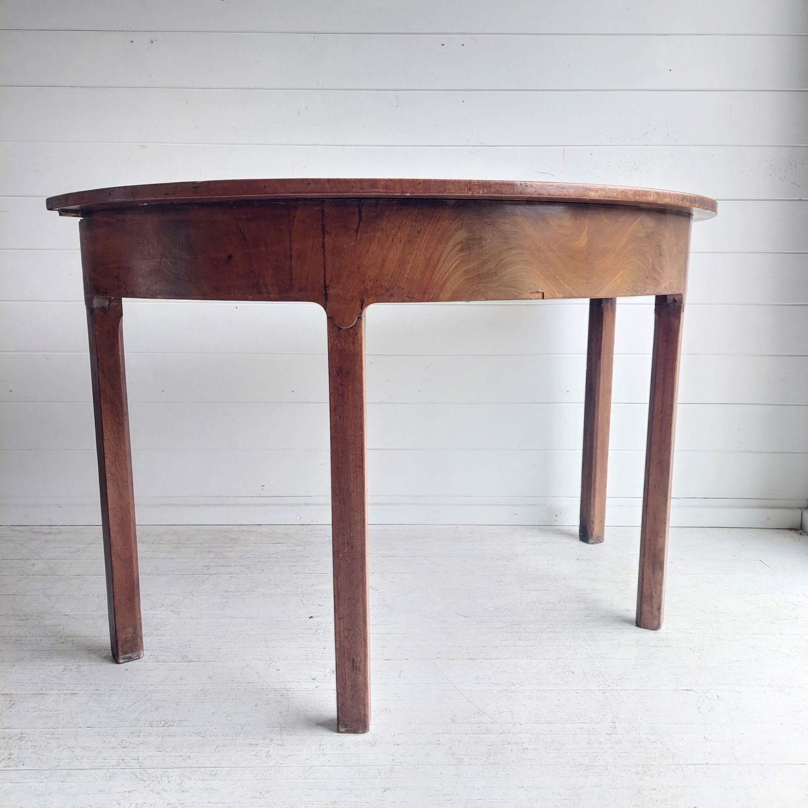 photo furniture Georgian Mahogany Demi Lune Console Table Antique Table Halfmoon Hall Table, 1800s