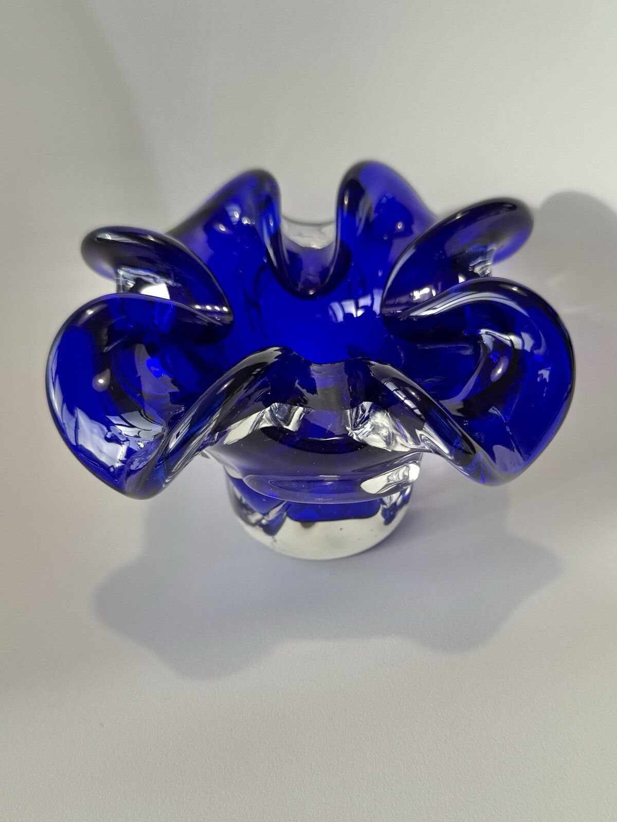 Hand Blown Blue Glass Bowl/Ashtray By Josef Hospodka Chřibská Borske Sklo photo for sale