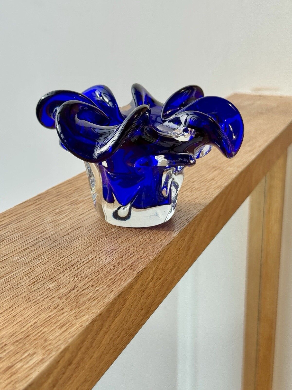 photo vinterior Hand Blown Blue Glass Bowl/Ashtray By Josef Hospodka Chřibská Borske Sklo