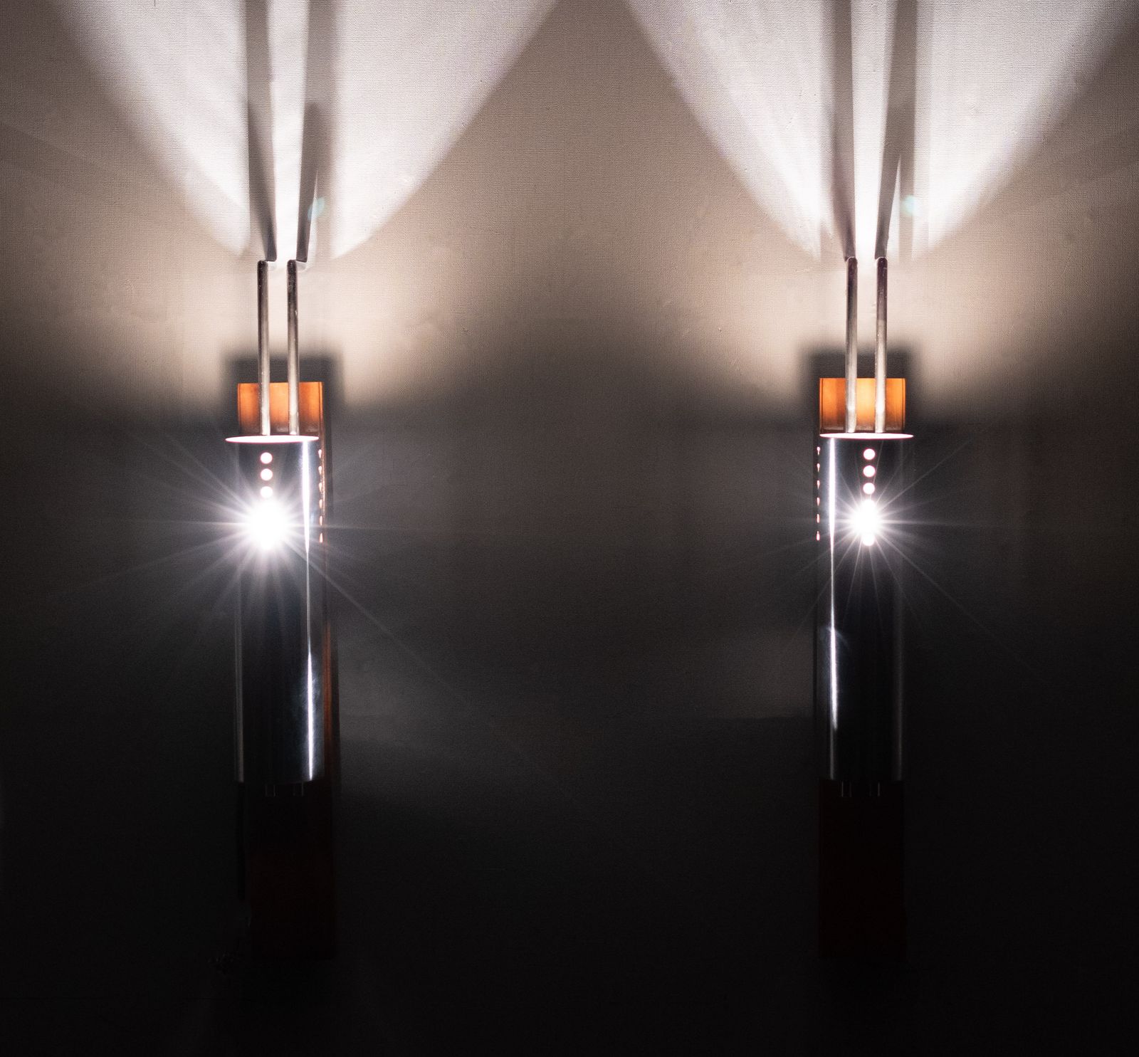 Vintage France Stainless Steel Tube Wall Lamps 1970s photo vinterior