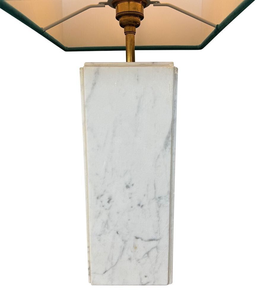 A Pair Of 1970s Belgian Carrera Marble Lamps By Porcelaine De Bruxelles photo 1385.0
