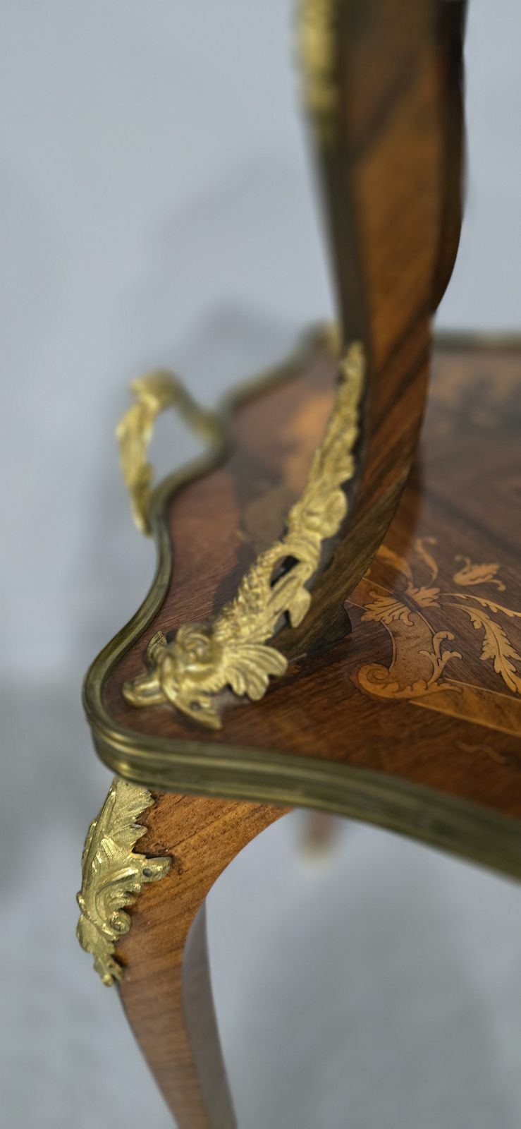 Outstanding French Marquetry Etagere Two Tier Table photo 1295.0