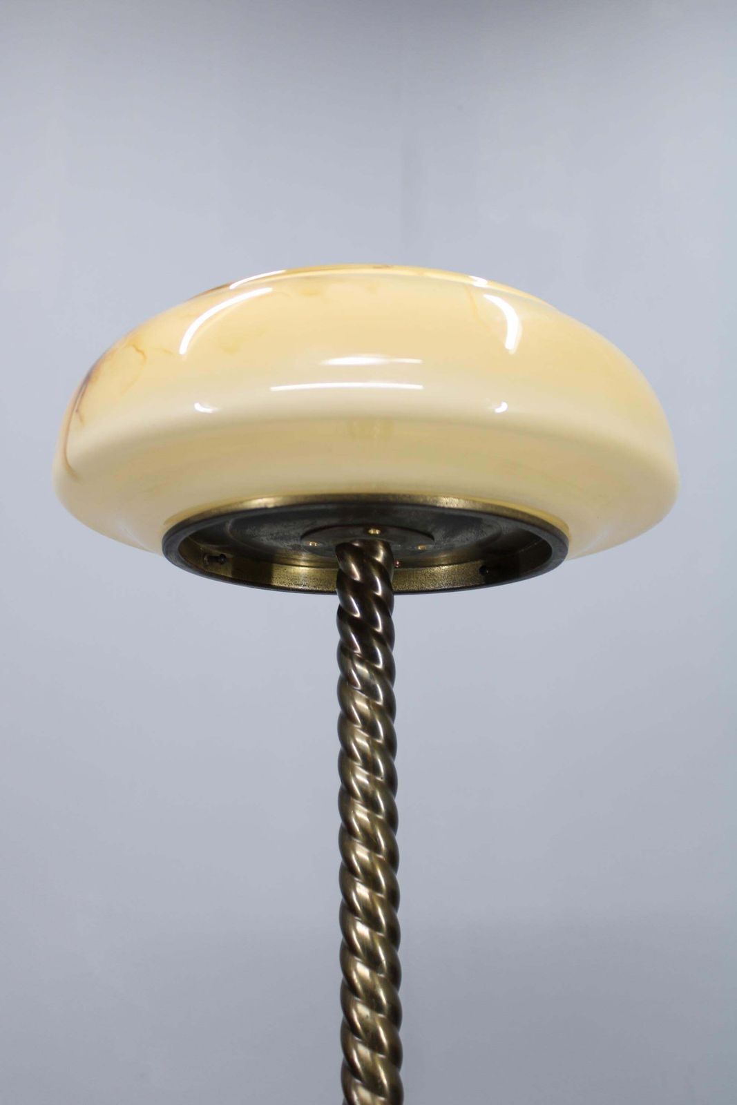 1940s Restored Brass Floor Lamp With  Glass Shade photo 866.0