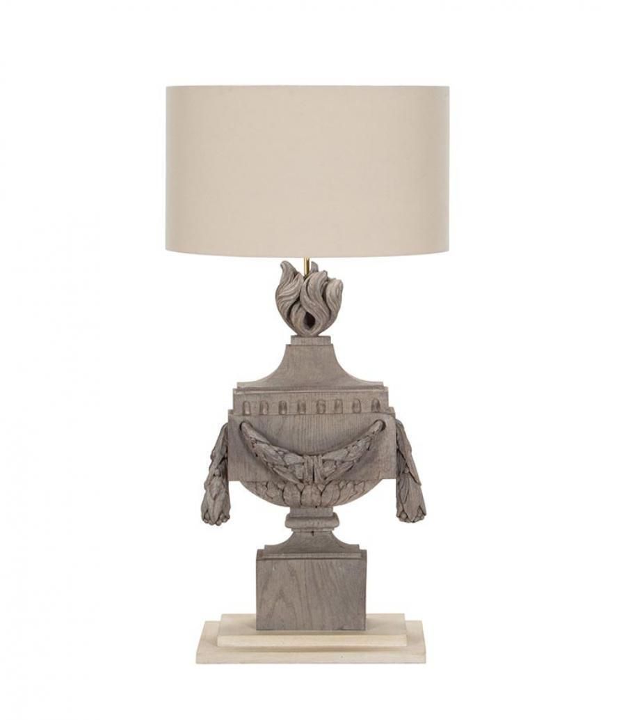 19th Century Swedish Carved Wooden Flambé Lamp