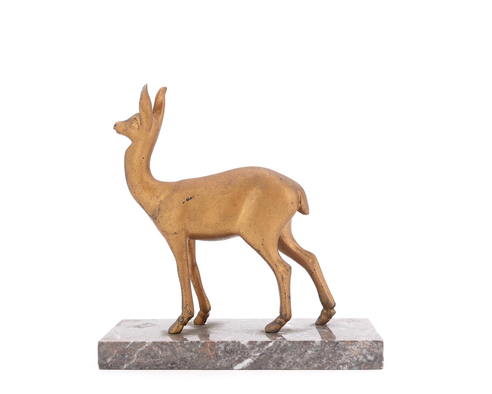 French Art Deco Deer Metal Sculpture And Marble Base, 1930s / Made In France, Desk, Vintage photo furniture