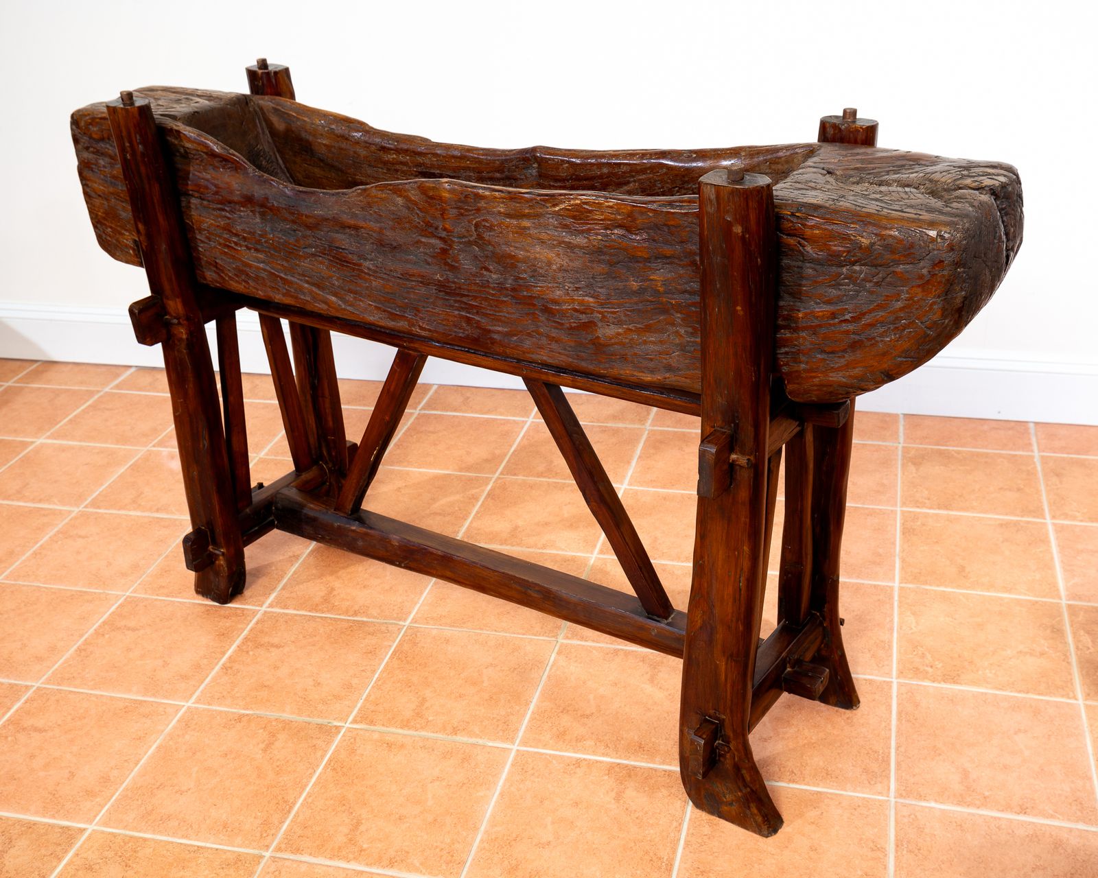 Large Trough Planter On Stand Rustic French Brutalist Xl European Antiqu.E Oak Tree Trun.K Teak Mid Century Serving Bar Consol.E Tabl.E photo furniture