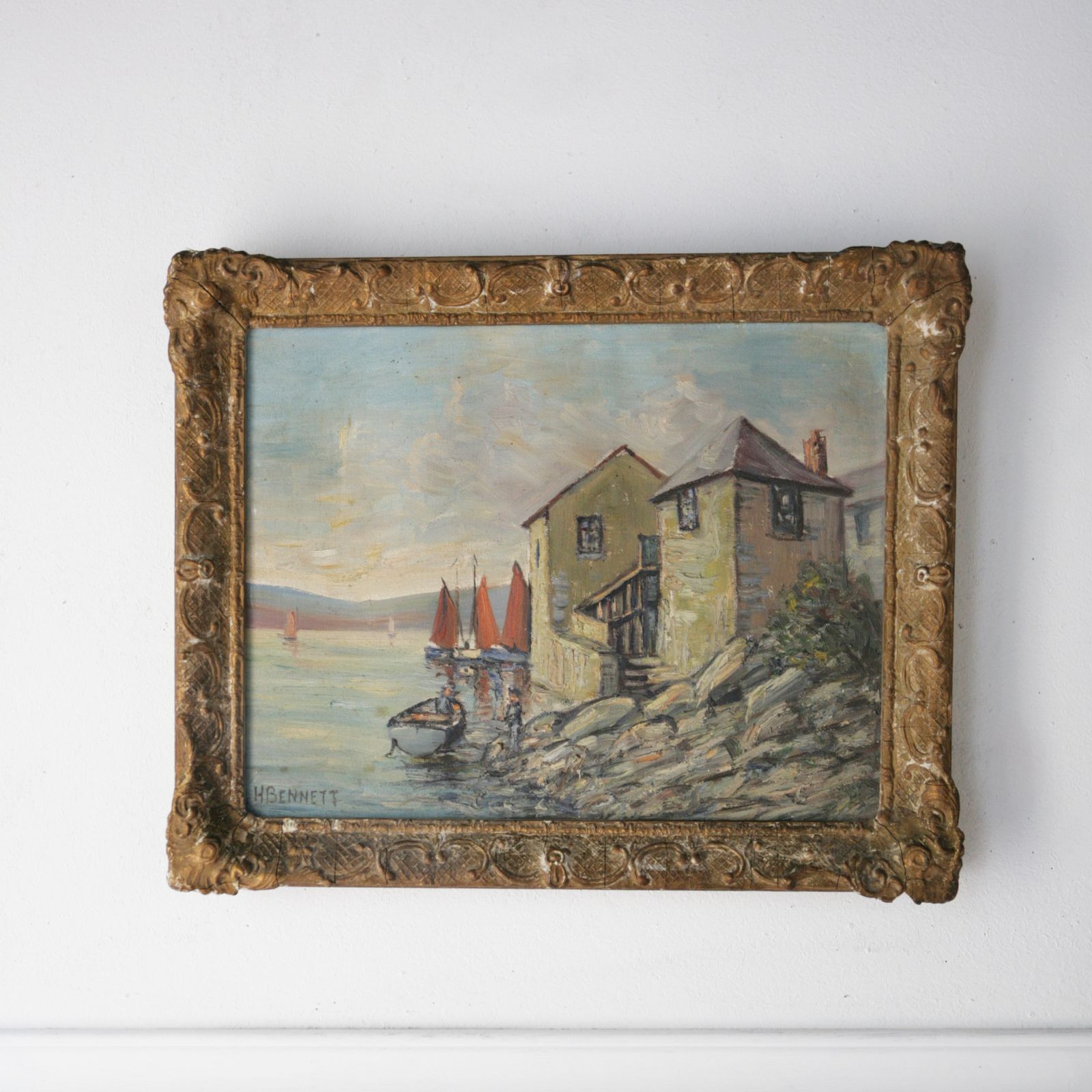 Oil On Canvas Of Fowey Harbour, Cornwall