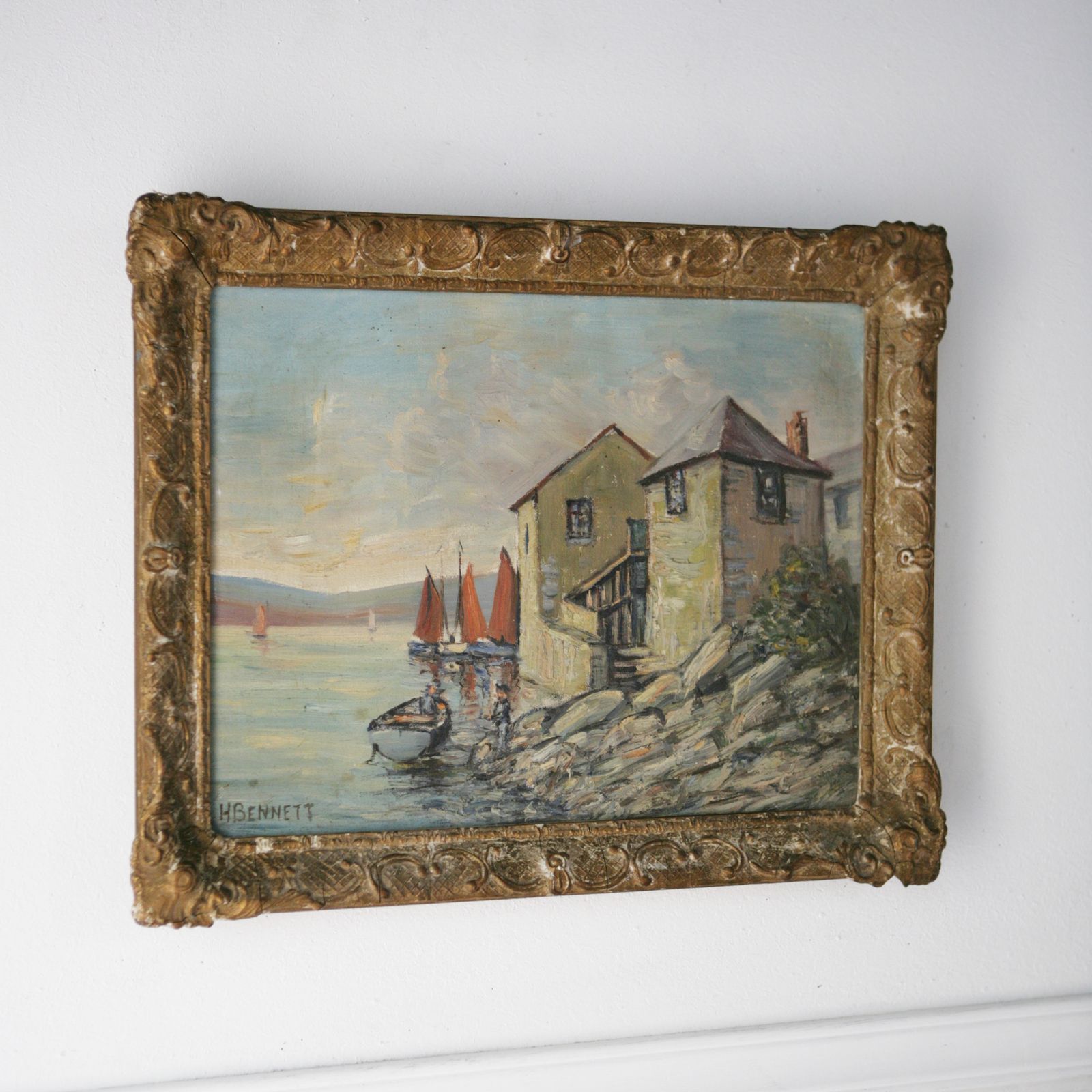 Oil On Canvas Of Fowey Harbour, Cornwall photo for sale