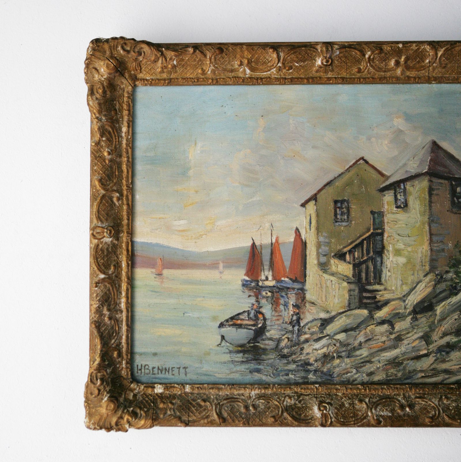 Oil On Canvas Of Fowey Harbour, Cornwall photo vinterior