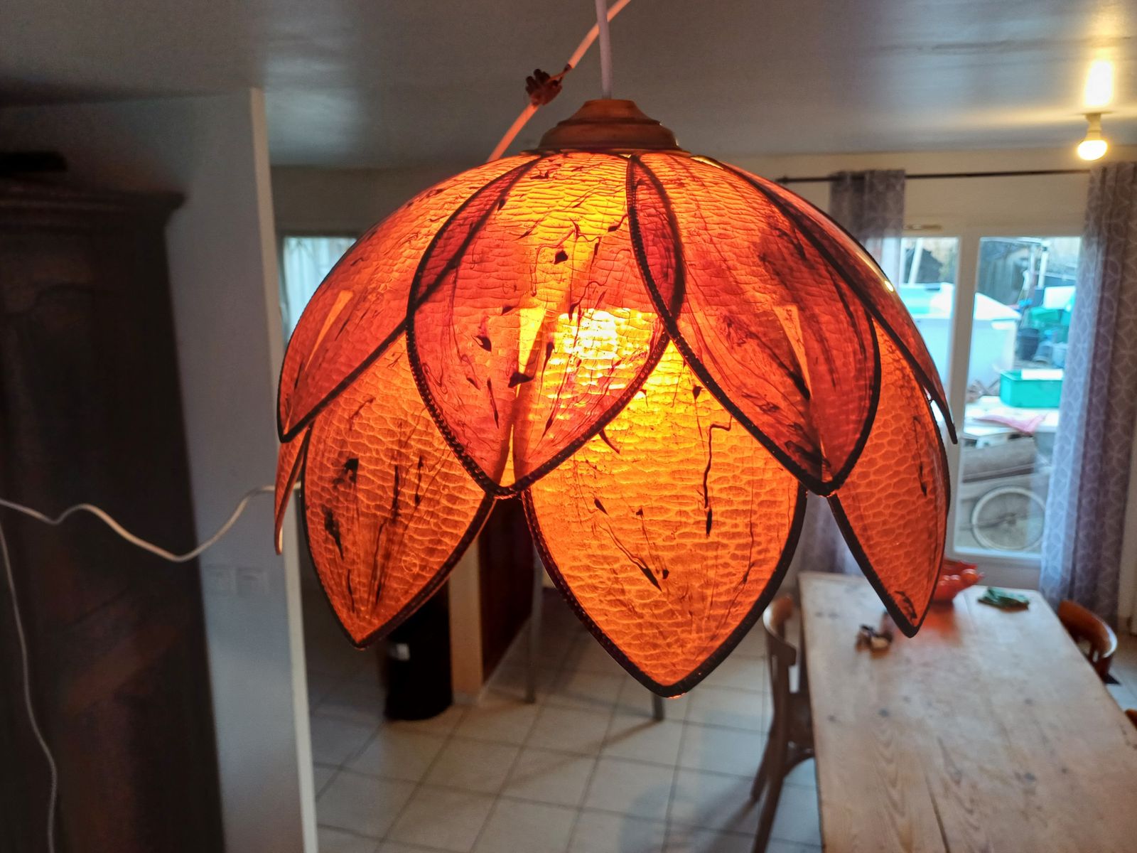 Vintage Transparent Brown Plastic Pendant Lamp photo vinterior