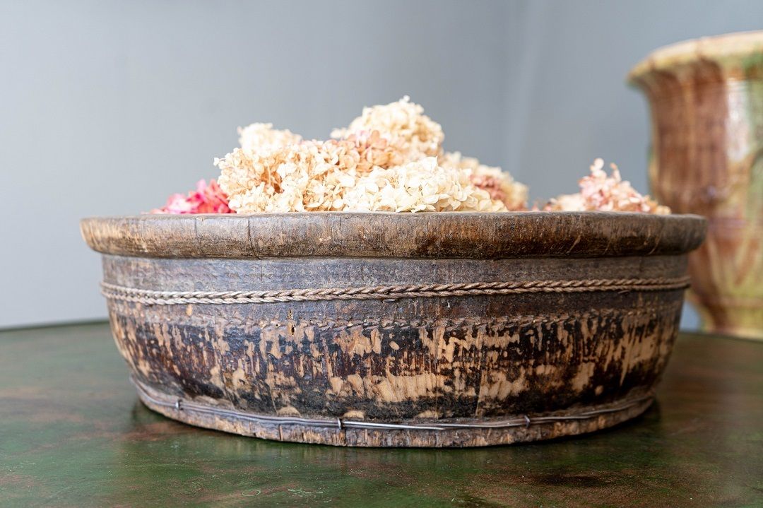 Wooden Vintage Indian Pot Or Bowl photo 230.0
