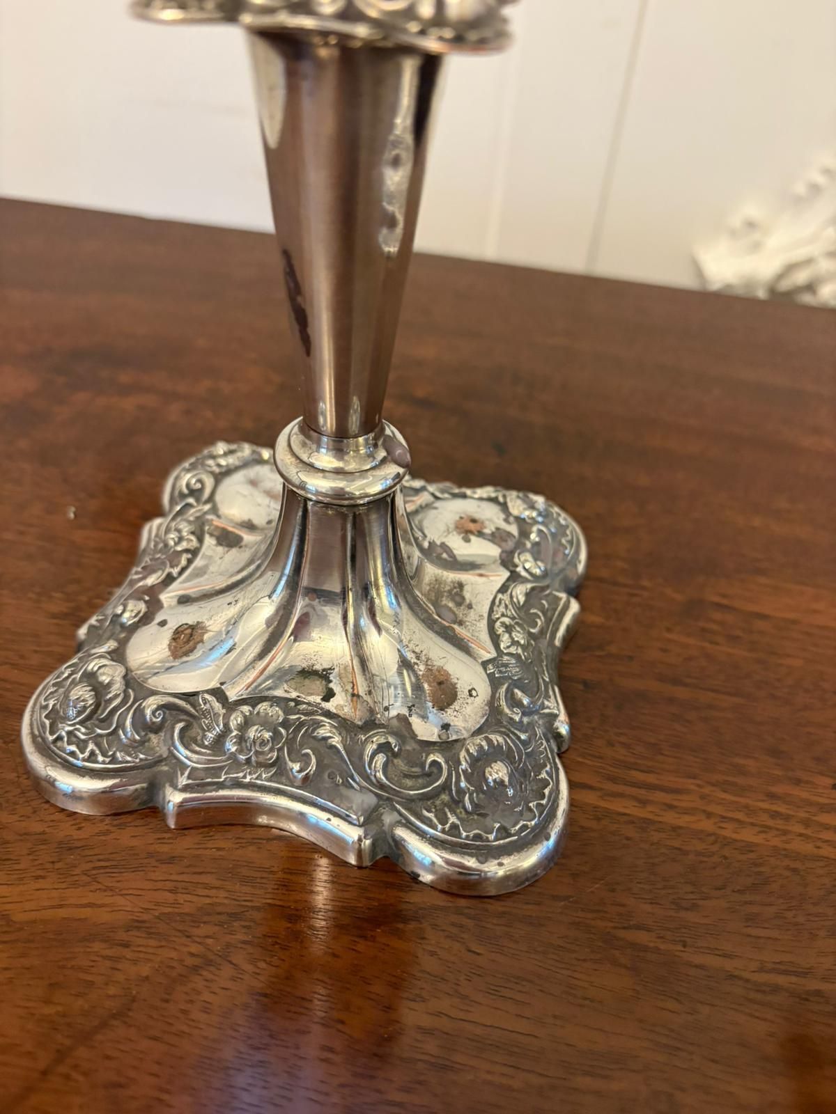 Pair Of Antique Quality Sheffield Silver Plated Candlesticks photo vintage