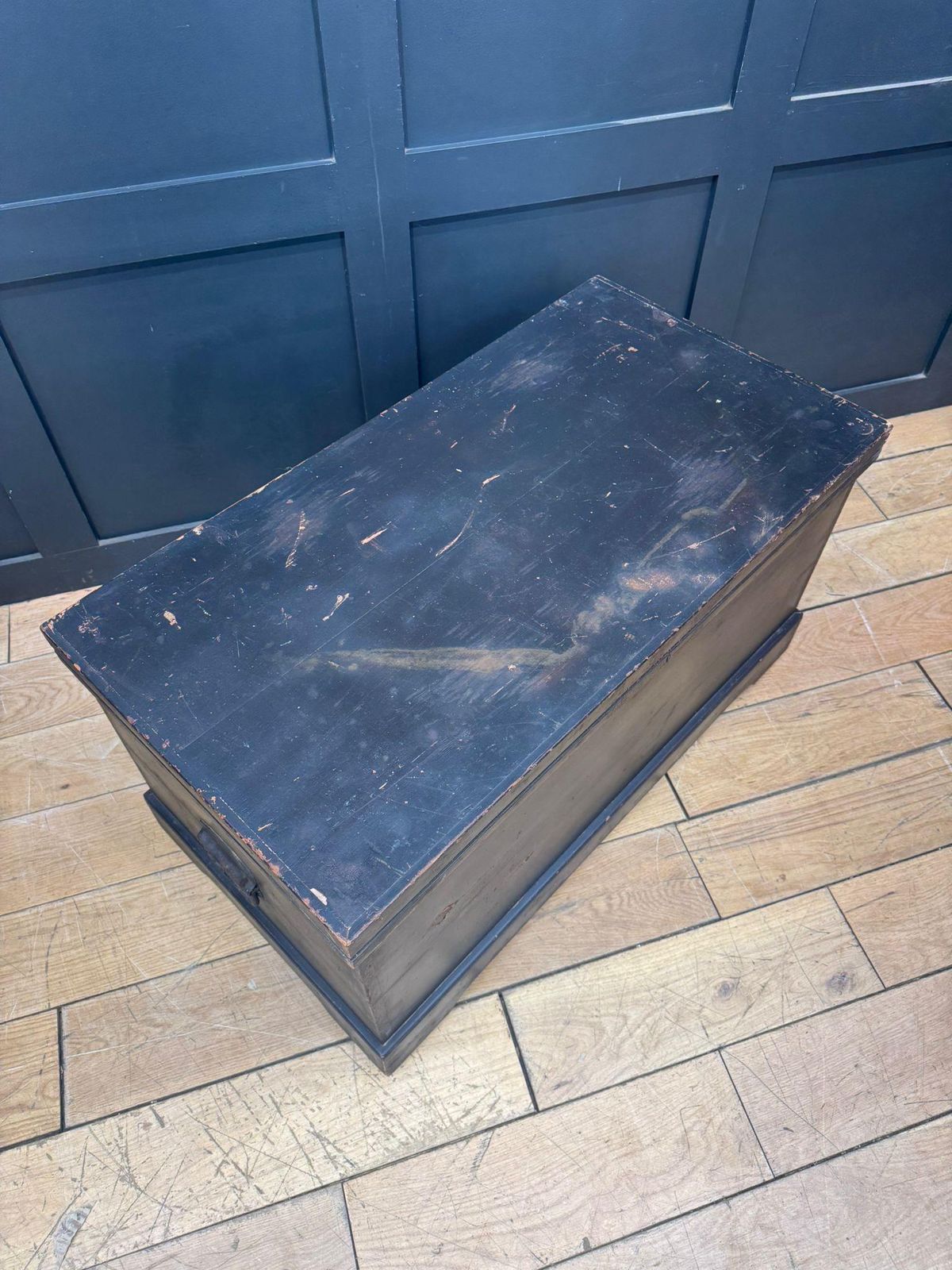 Antique Pine Trunk / Black Chest / Old Pine / Blanket Box / Coffee Table photo Furniture