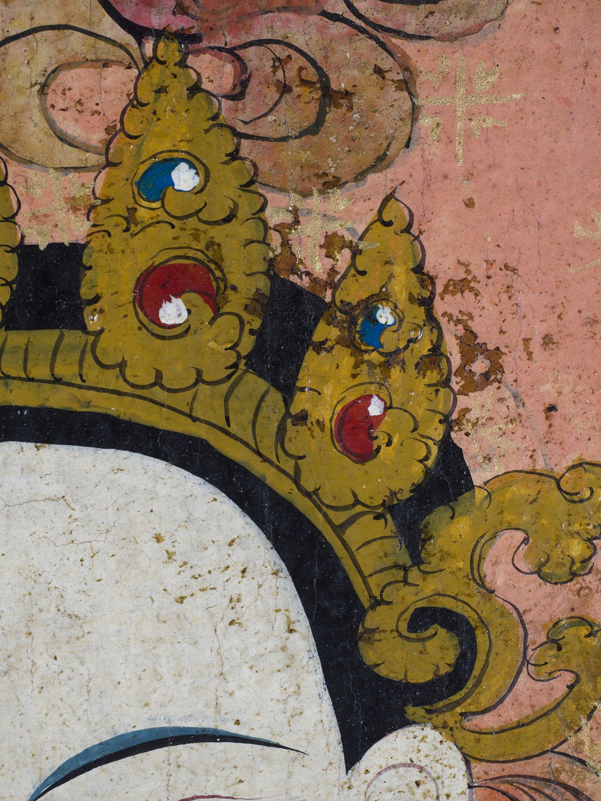 photo for sale 19th Century Tibetan White Tara Painting On Wood Panel