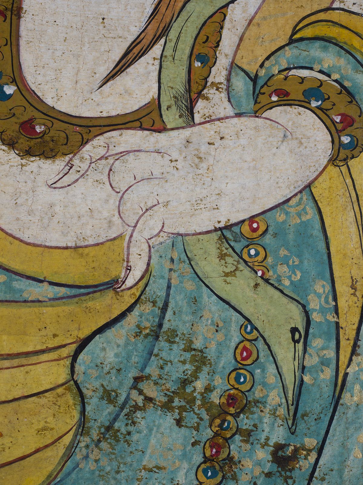 photo vinterior 19th Century Tibetan White Tara Painting On Wood Panel