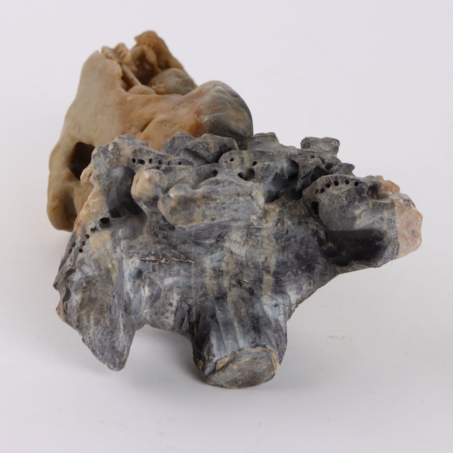 photo for sale Antique Sculpture Lohan Soapstone Rock China XX Century