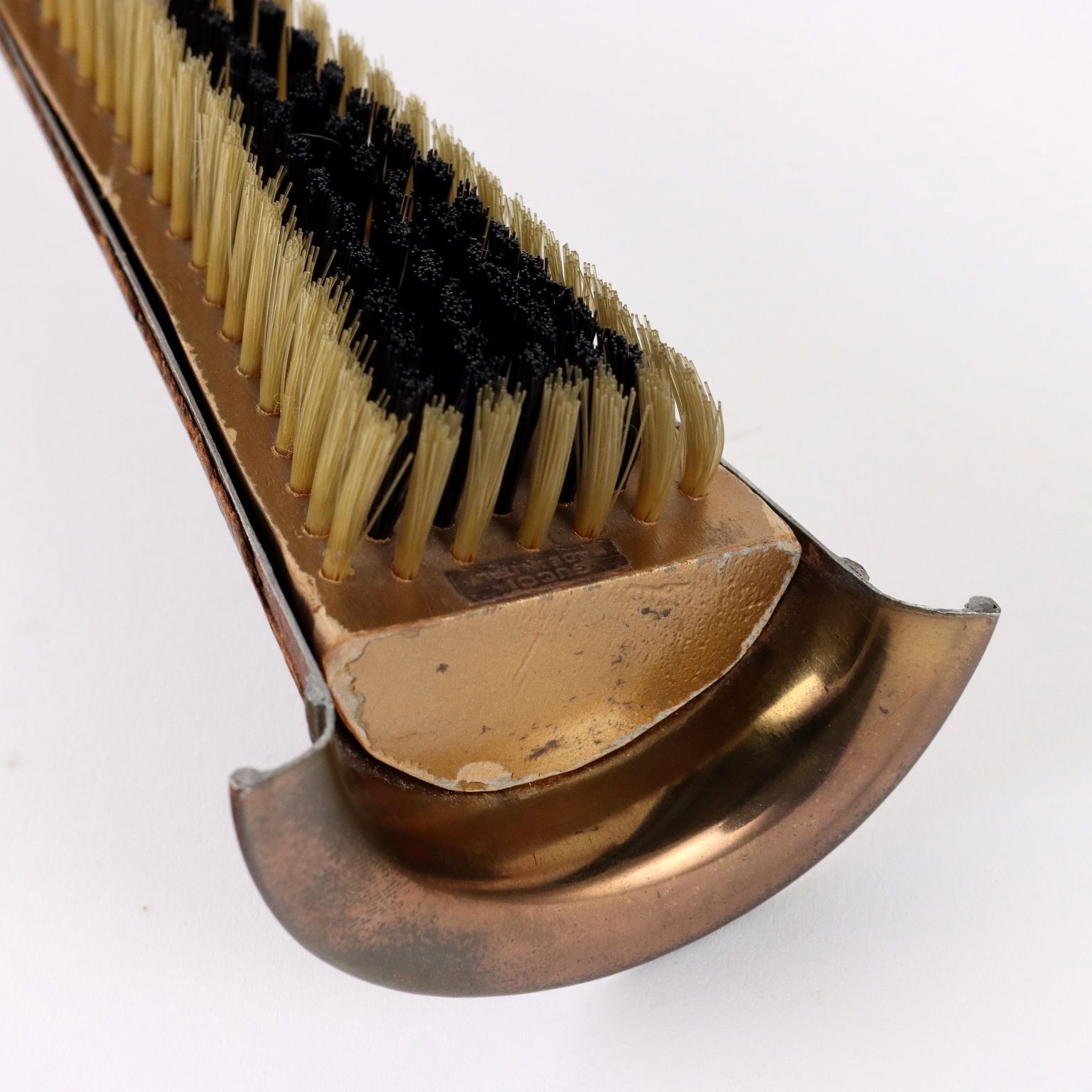 Vintage Gucci Shoe Brush Leather Brass Italy 1960s photo for sale