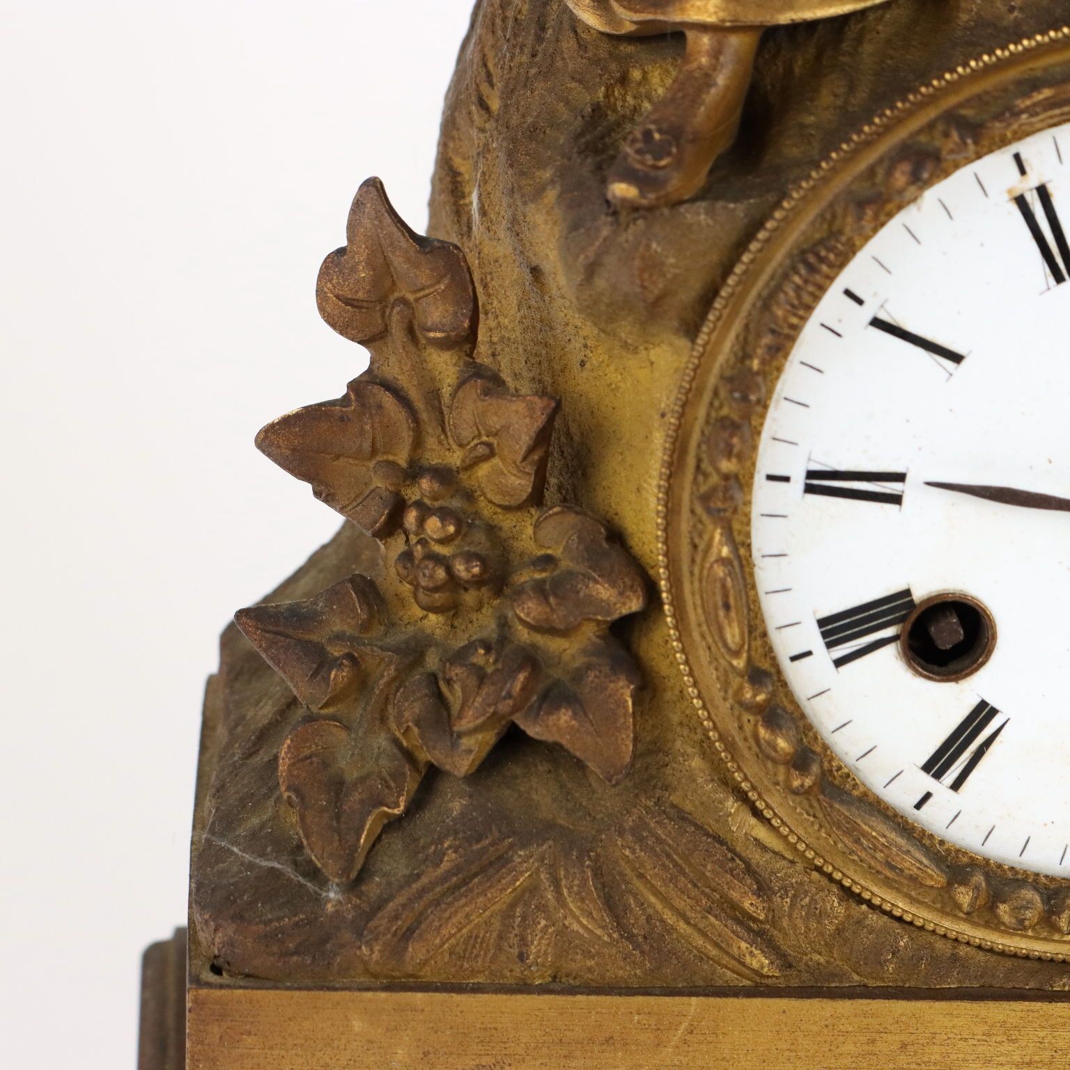 Antique Mantel Clock Gilded Bronze France Mid XIX Century photo vinterior