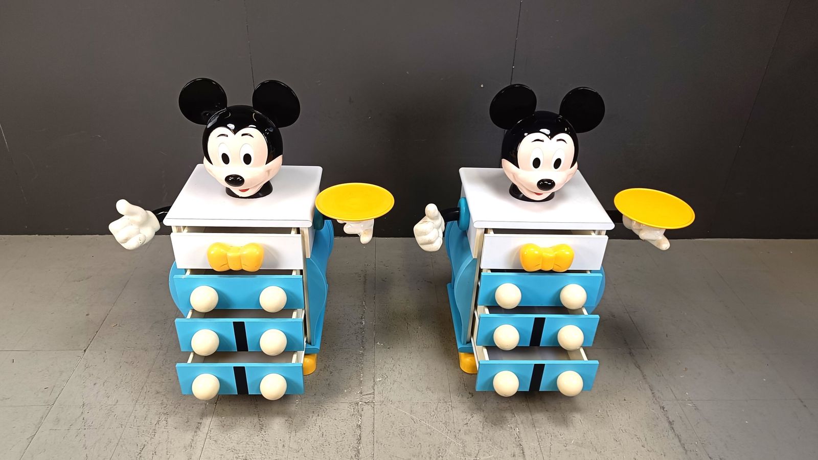 Pair Of Rare Mickey Mouse Chest Of Drawers From Starform, France, 1988 photo vintage