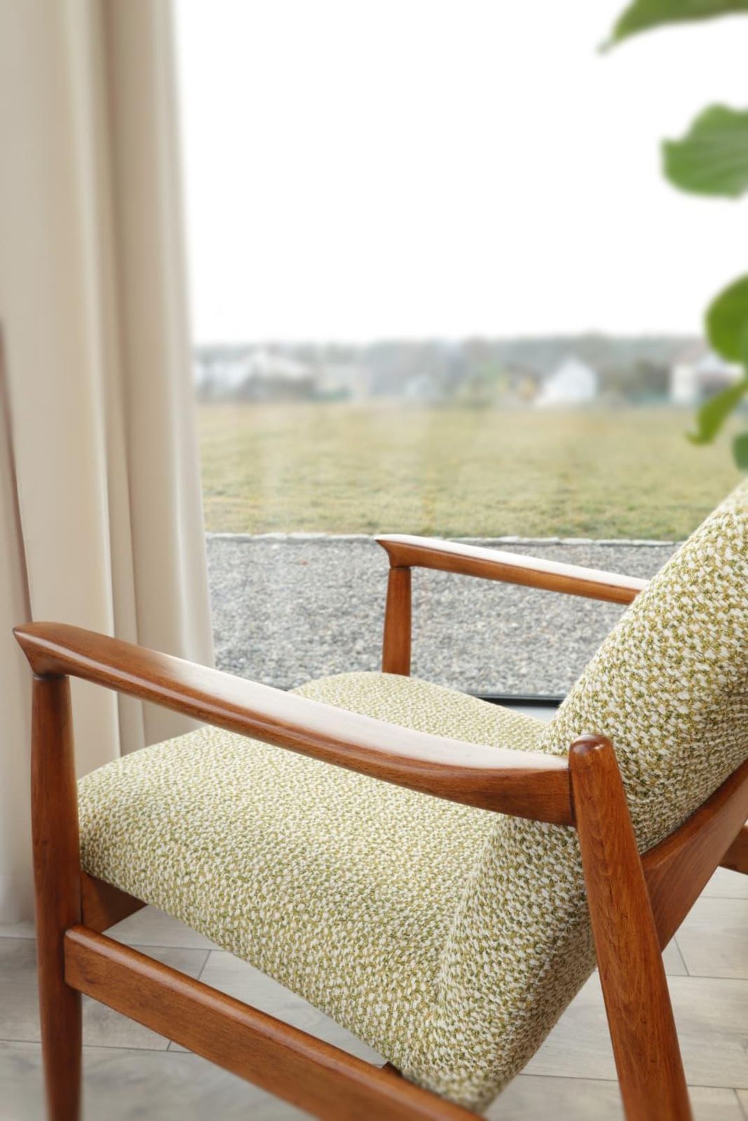 Pattern Green Vintage Armchair By Edmund Homa Gfm 64, 1960s, Poland Refurbished Mcm Design photo Furniture