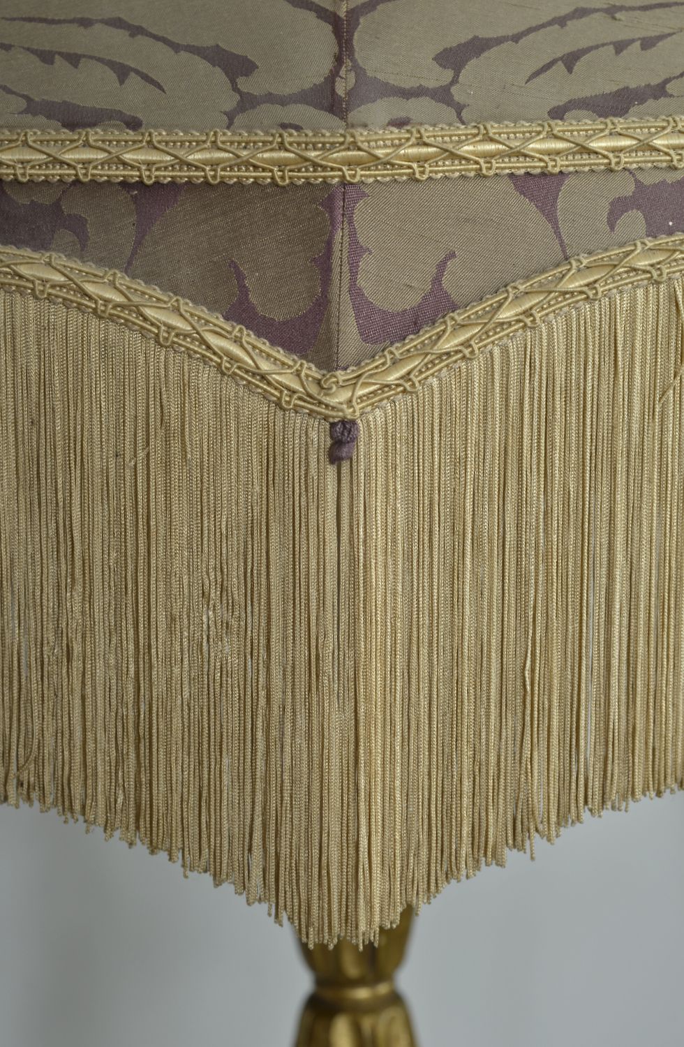 1930s French Boudoir Giltwood Fringe Tassel Standard Floor Lamp Light Baroque photo for sale