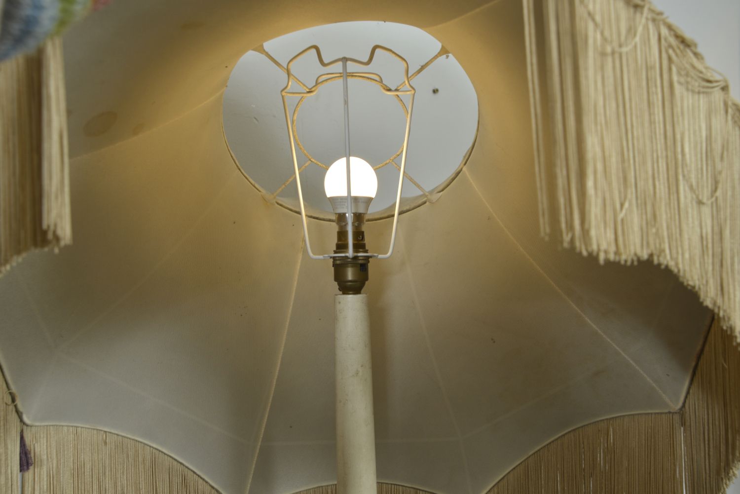 photo furniture 1930s French Boudoir Giltwood Fringe Tassel Standard Floor Lamp Light Baroque