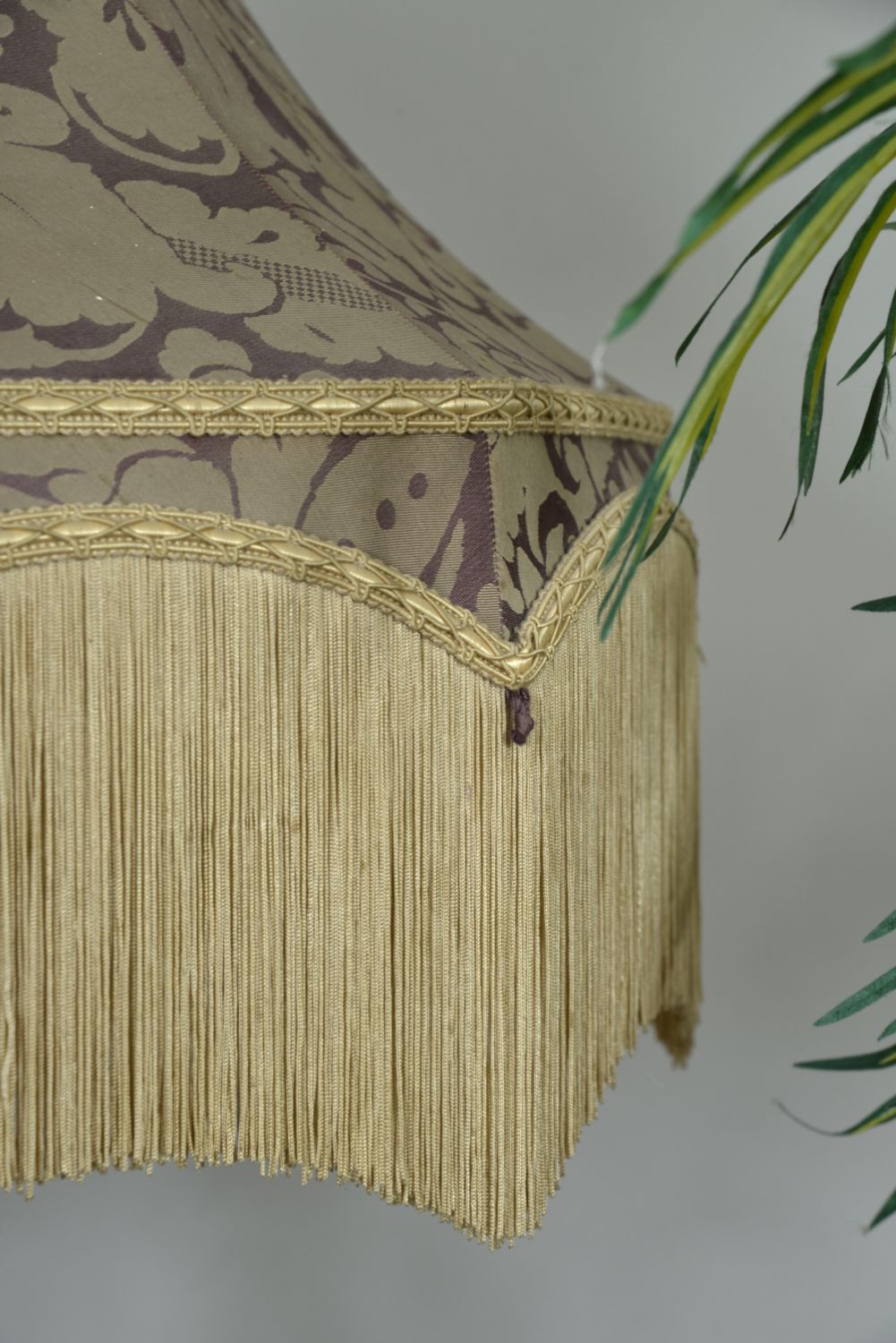 Lighting 1930s French Boudoir Giltwood Fringe Tassel Standard Floor Lamp Light Baroque photo