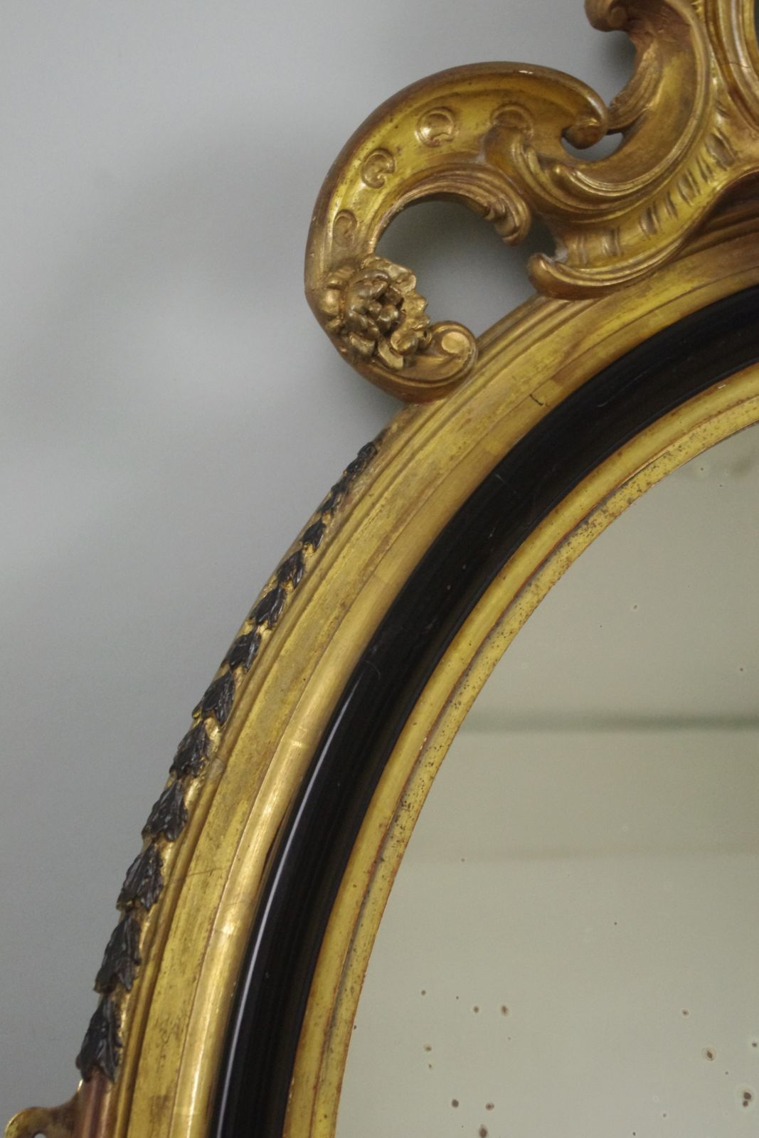 19th Century French Ebonised And Parcel Gilt Large Oval Wall Mirror photo Home Decor