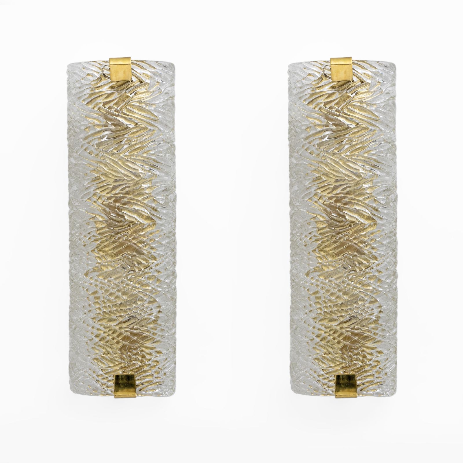 Pair Of Modern Italian Brass And Murano Glass Textured Wall Sconces photo furniture