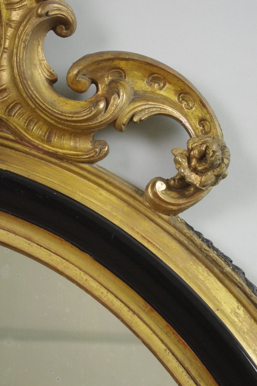 19th Century French Ebonised And Parcel Gilt Large Oval Wall Mirror photo vinterior