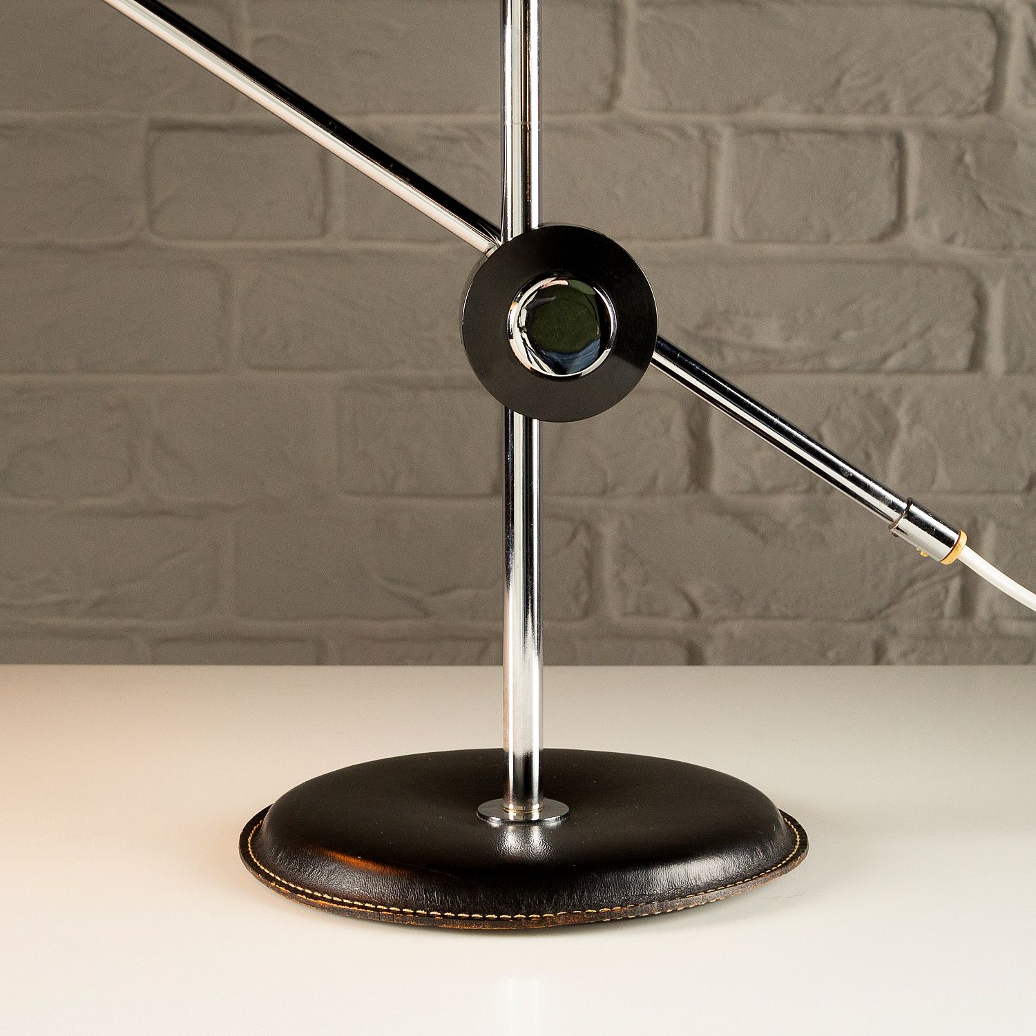 695.0 Simris Desk Lamp In Black Leather And Chrome, Anders Pehrson, Sweden, 1970s photo