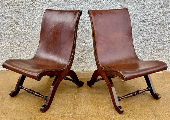 Spanish Oak Side Chairs By Pierre Lottier For Valenti, 1950s, Set Of 2 photo buy