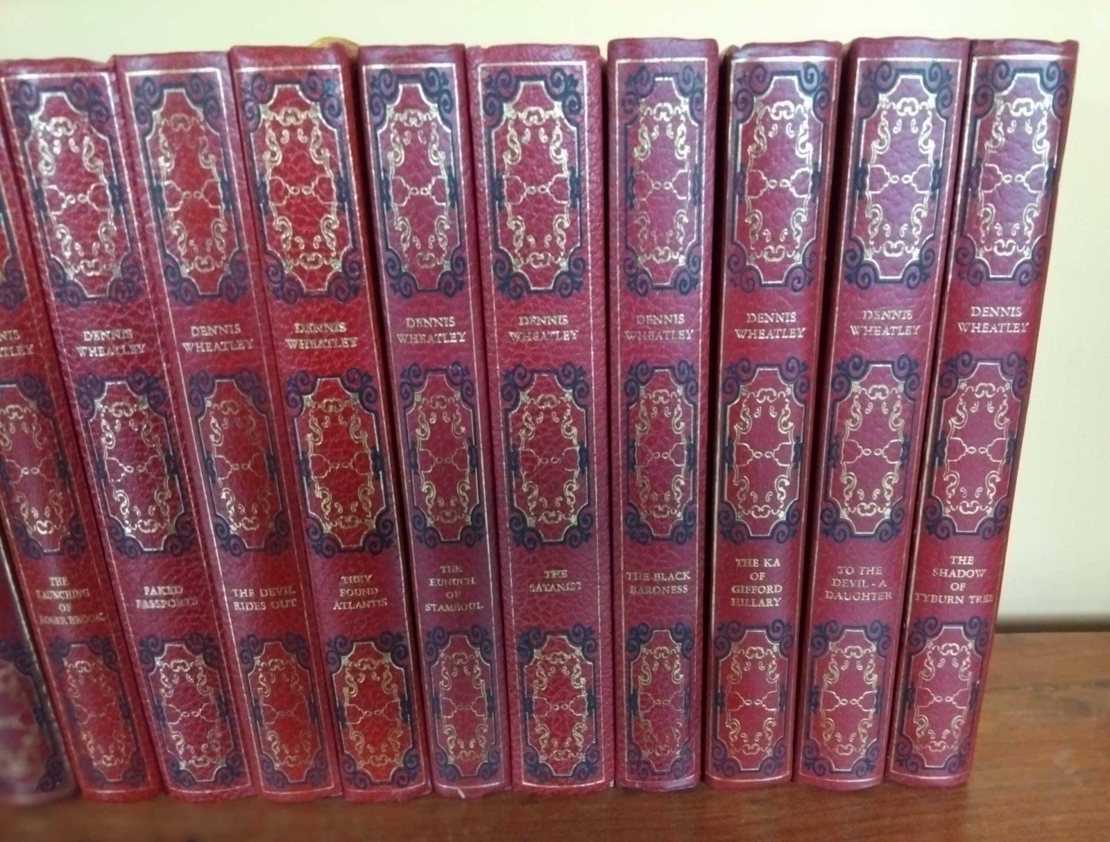 A Wonderful Complete Set Of 15 Dennis Wheatley Novels  Pen & Ink Illustrations, Deep Red Gilded Covers, Heron Books, 1970's photo 85.0