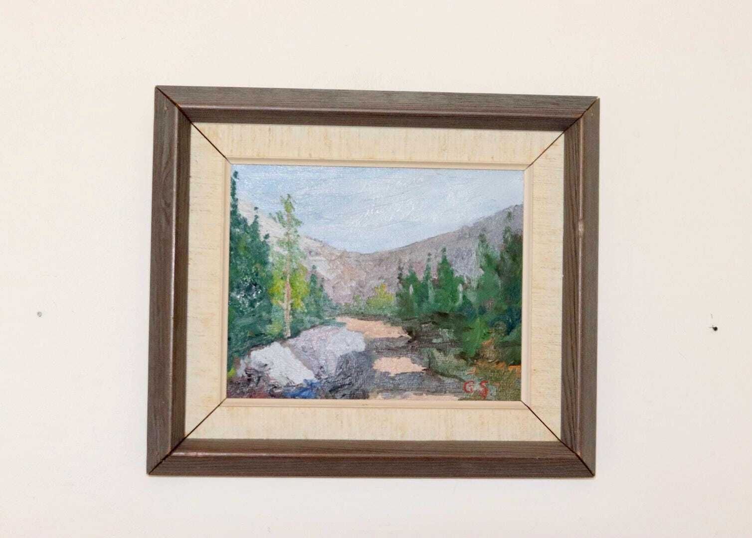 Swedish Mid Century Oil On Canvas Painting" Mountain Stream" photo for sale