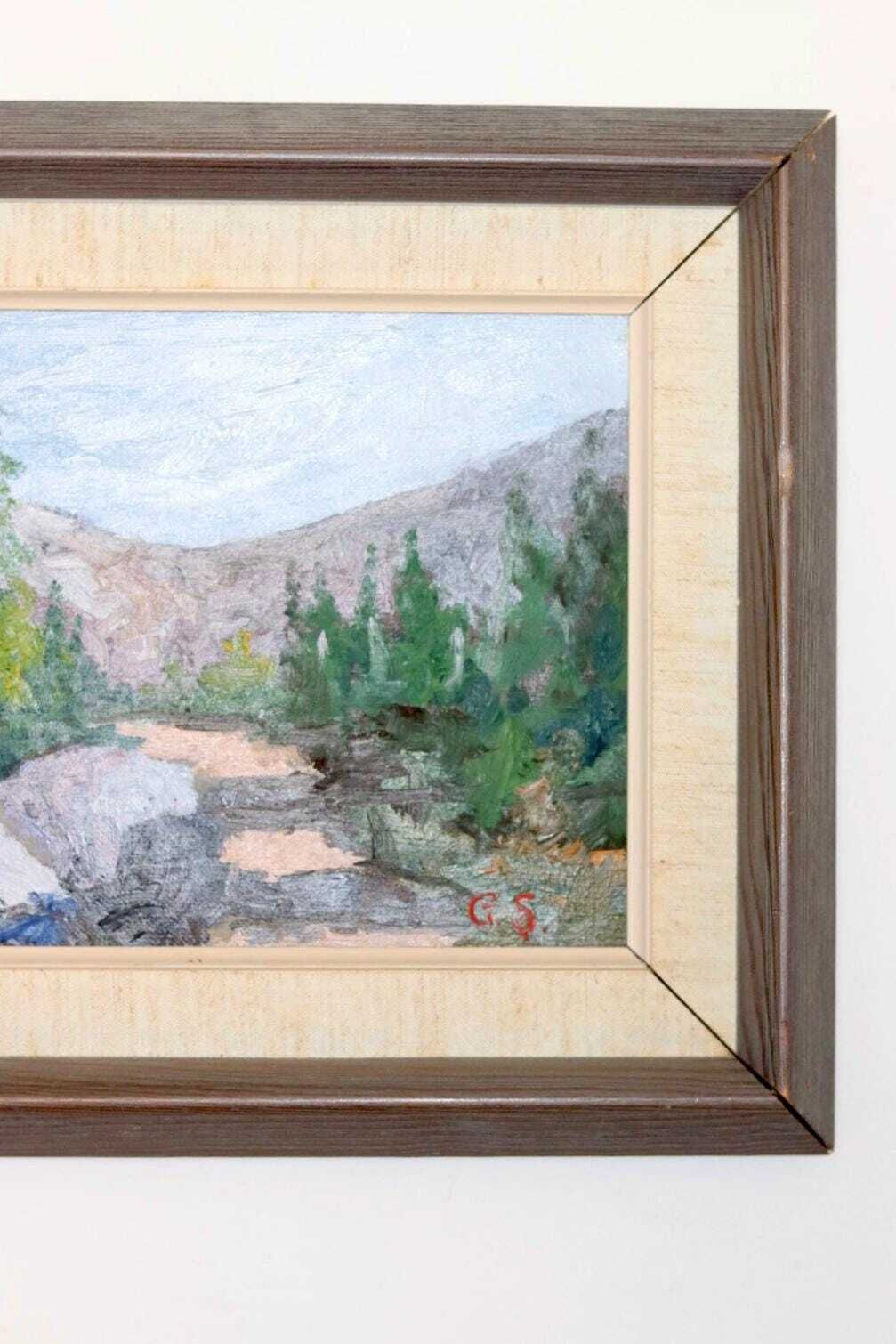 Swedish Mid Century Oil On Canvas Painting" Mountain Stream" photo Art