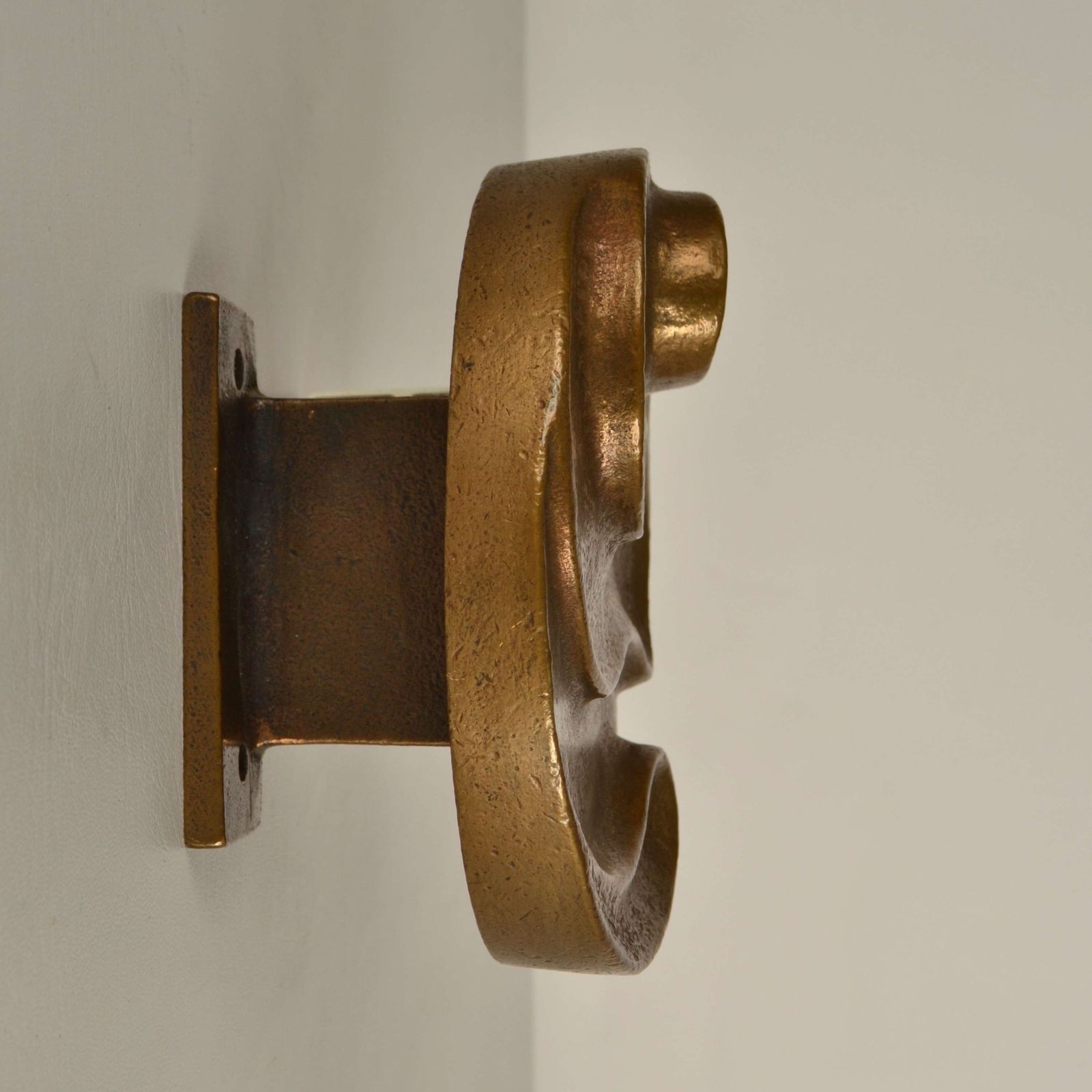 Home Fixtures Round Push And Pull Door Handle In Bronze With Curvaceous Relief photo